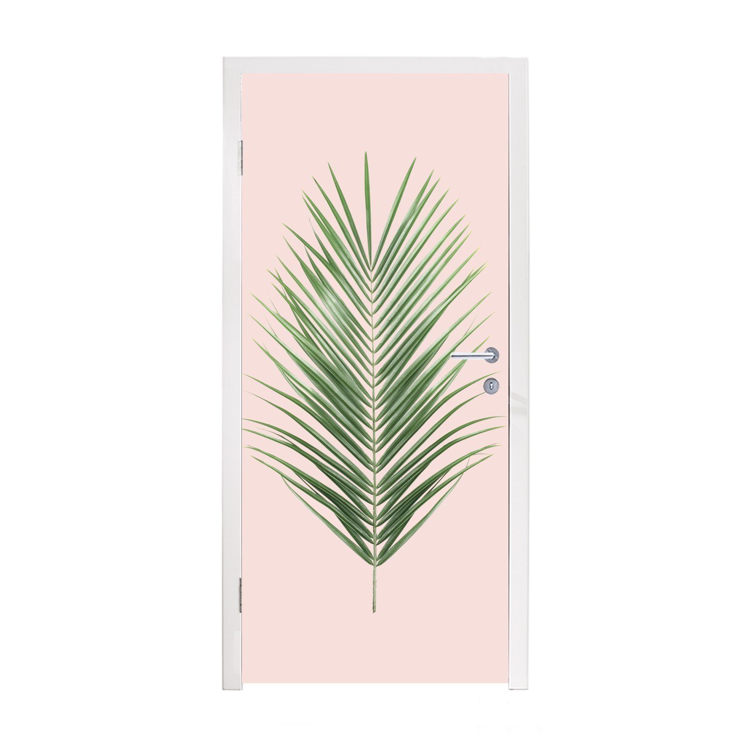 MuchoWow Türtapete Pflanze - Grün - Rosa - Natur, Matt, bedruckt, (1 St), Fototapete für Tür, Türaufkleber, 75x205 cm