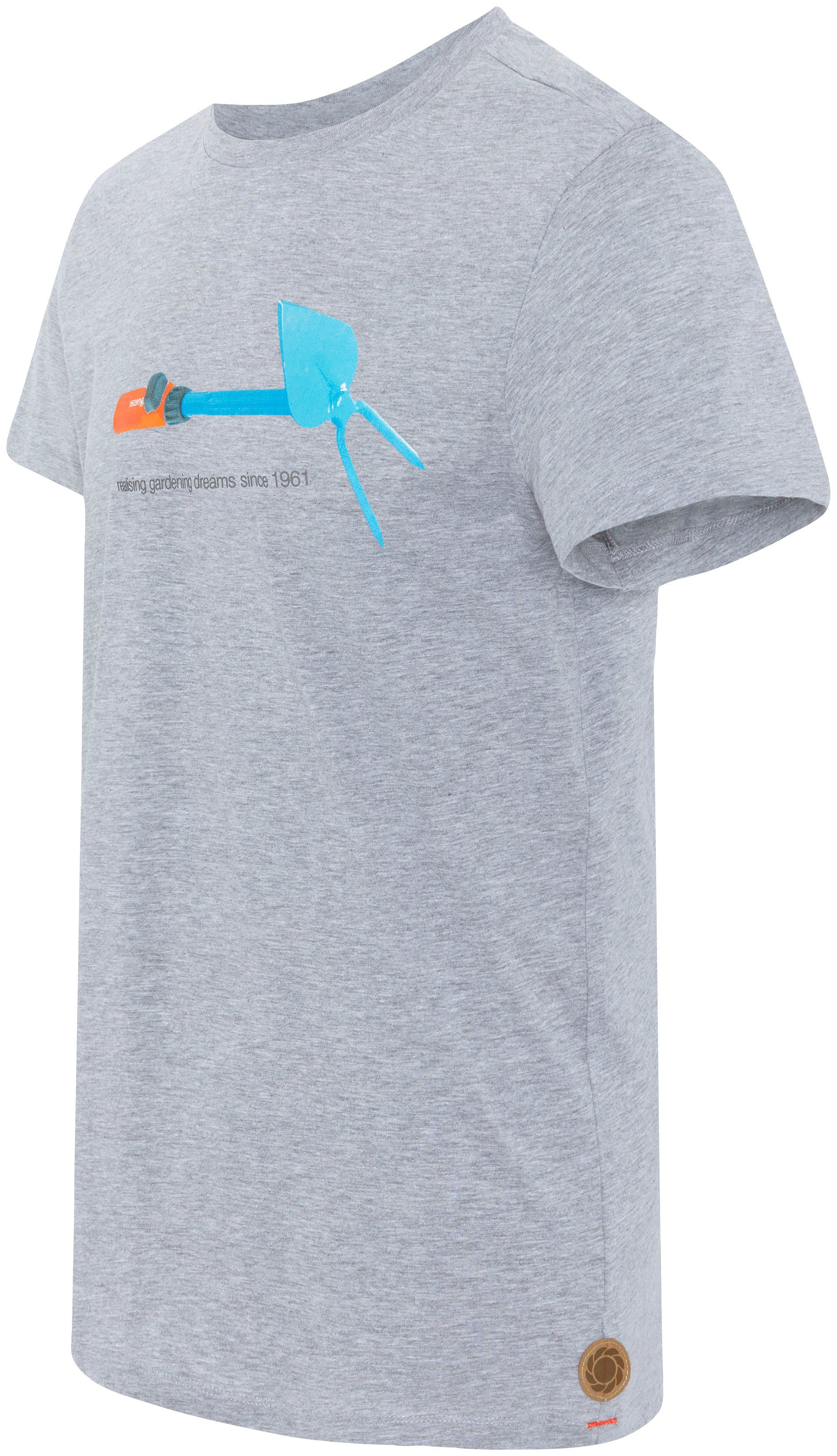 GARDENA T-Shirt Light Grey Melange mit Aufdruck