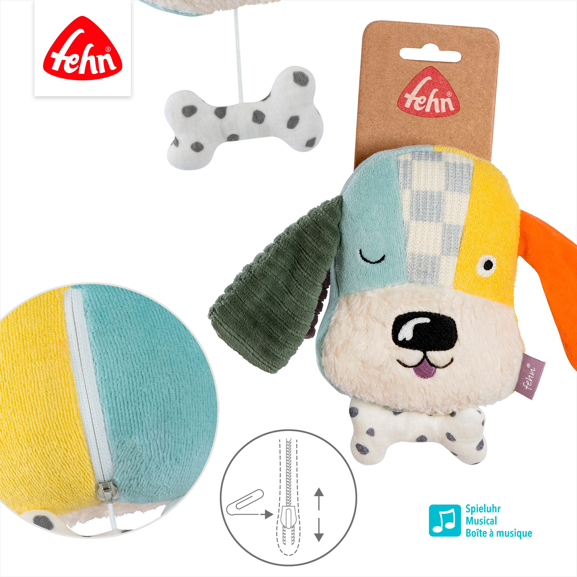 Fehn Spieluhr Mini-Spieluhr Hund, Enthält Bio-Baumwolle – Bild 4 von 5