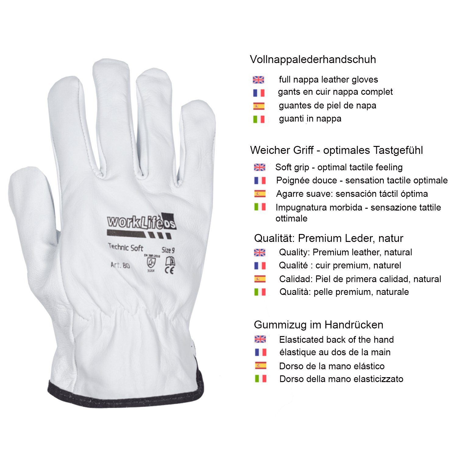 GUARD 5 Leder-Arbeitshandschuhe Gartenhandschuhe aus Nappaleder (Art. 11800) hochwertige Arbeitshandschuhe für Damen & Herren