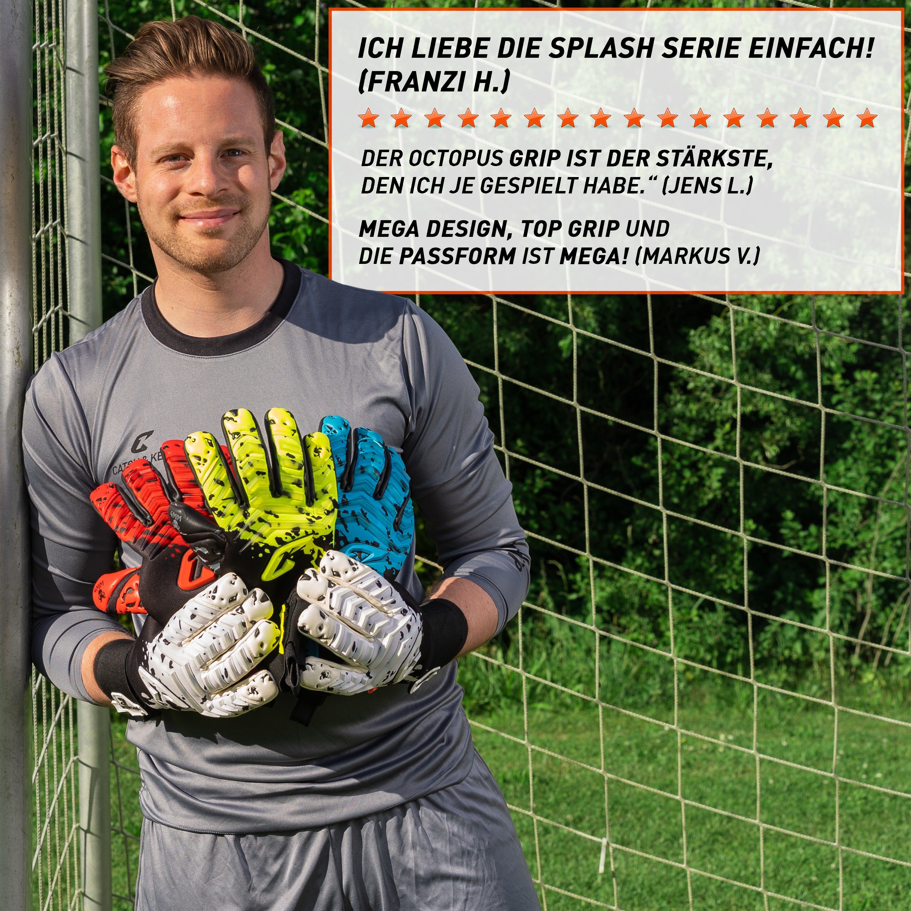 Catch & Keep Torwarthandschuhe Splash Torwarthandschuhe 4mm –Profi-Torwarthandschuhe mit Fingerschutz
