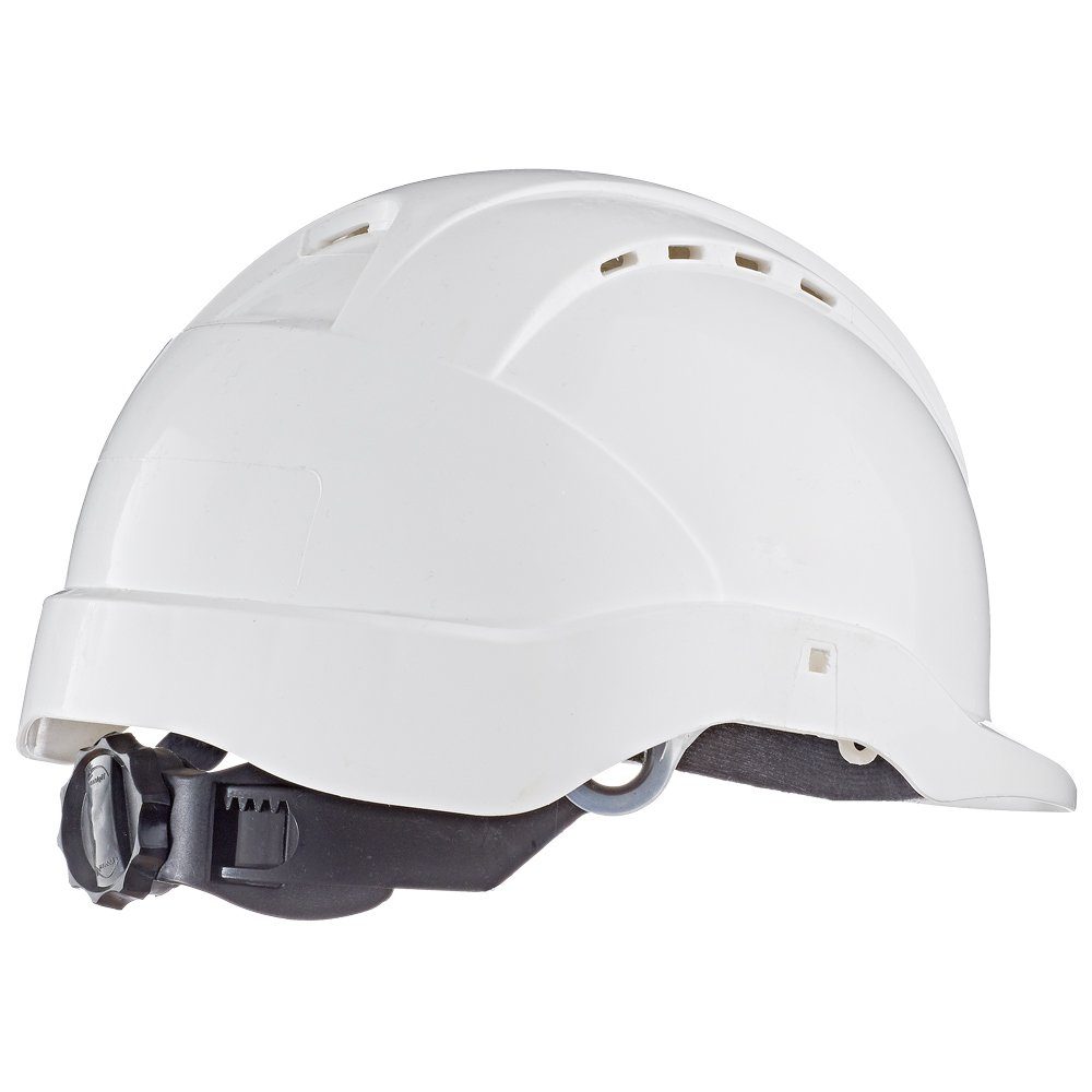 TECTOR Schutzhelm, Industrie Helm mit Kinnriemen und stufenlosem Drehverschluss, EN397 Weiss