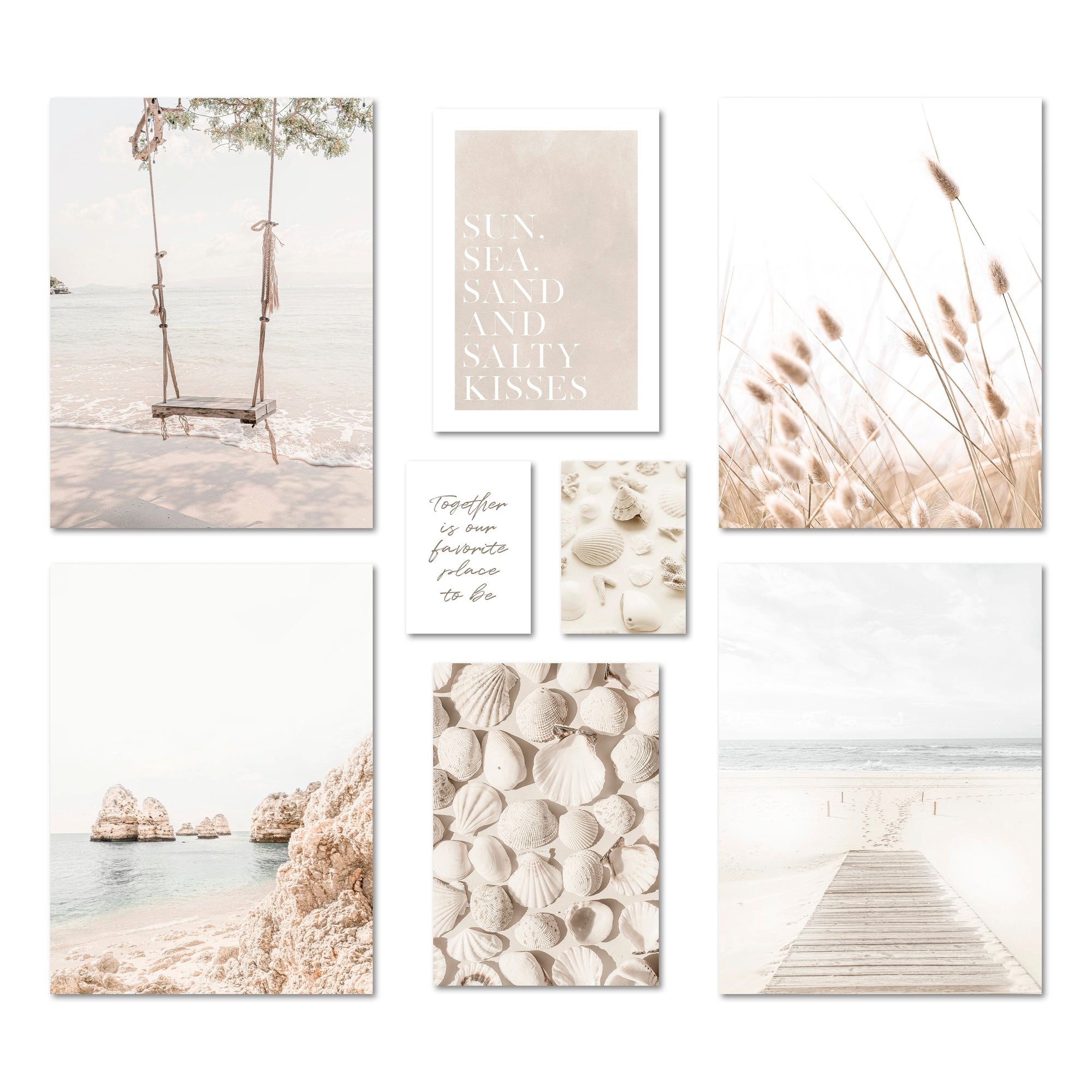 ARTFAVES Bilder-Collage Poster Set - DREAMY BEACH - Deko Wandbilder beige, günstig online kaufen