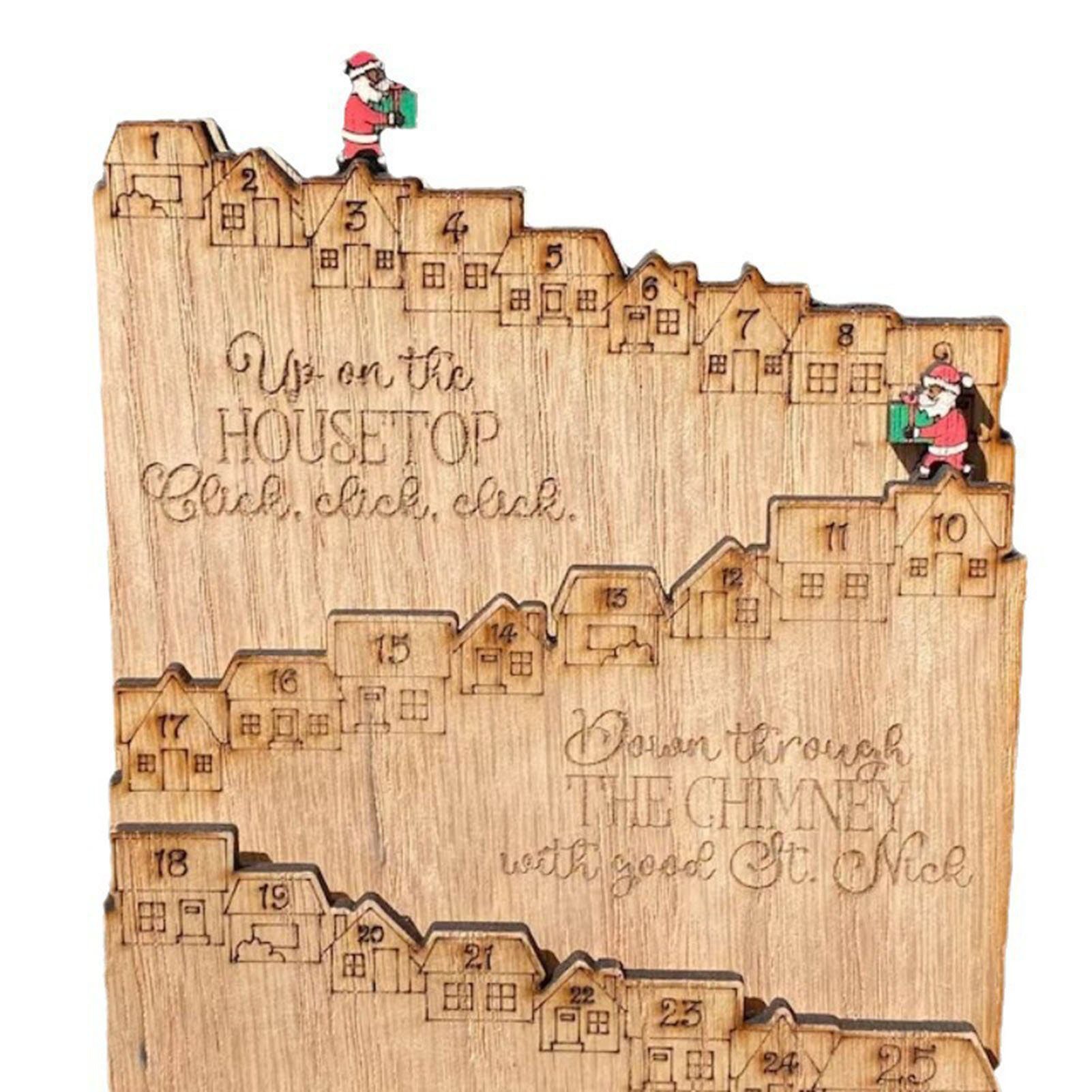 Blusmart Adventskalender Schöner Weihnachts-Adventskalender Mit Weihnachtsmann-Schloss wood color
