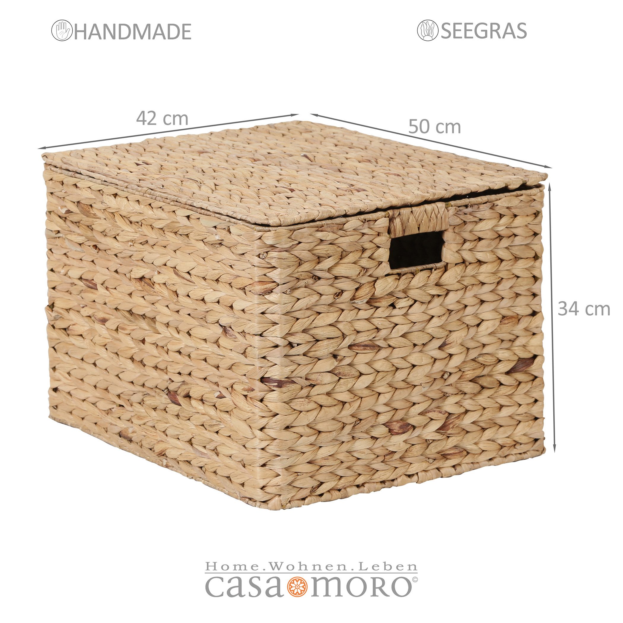 Casa Moro Aufbewahrungskorb Aufbewahrungsbox mit Deckel 70L aus Seegras gef günstig online kaufen
