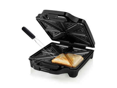 PRINCESS Sandwichmaker, 1600 W, kleiner 4er Toaster Panini Snackmaker mit Gabel, Antihaftbeschichtung