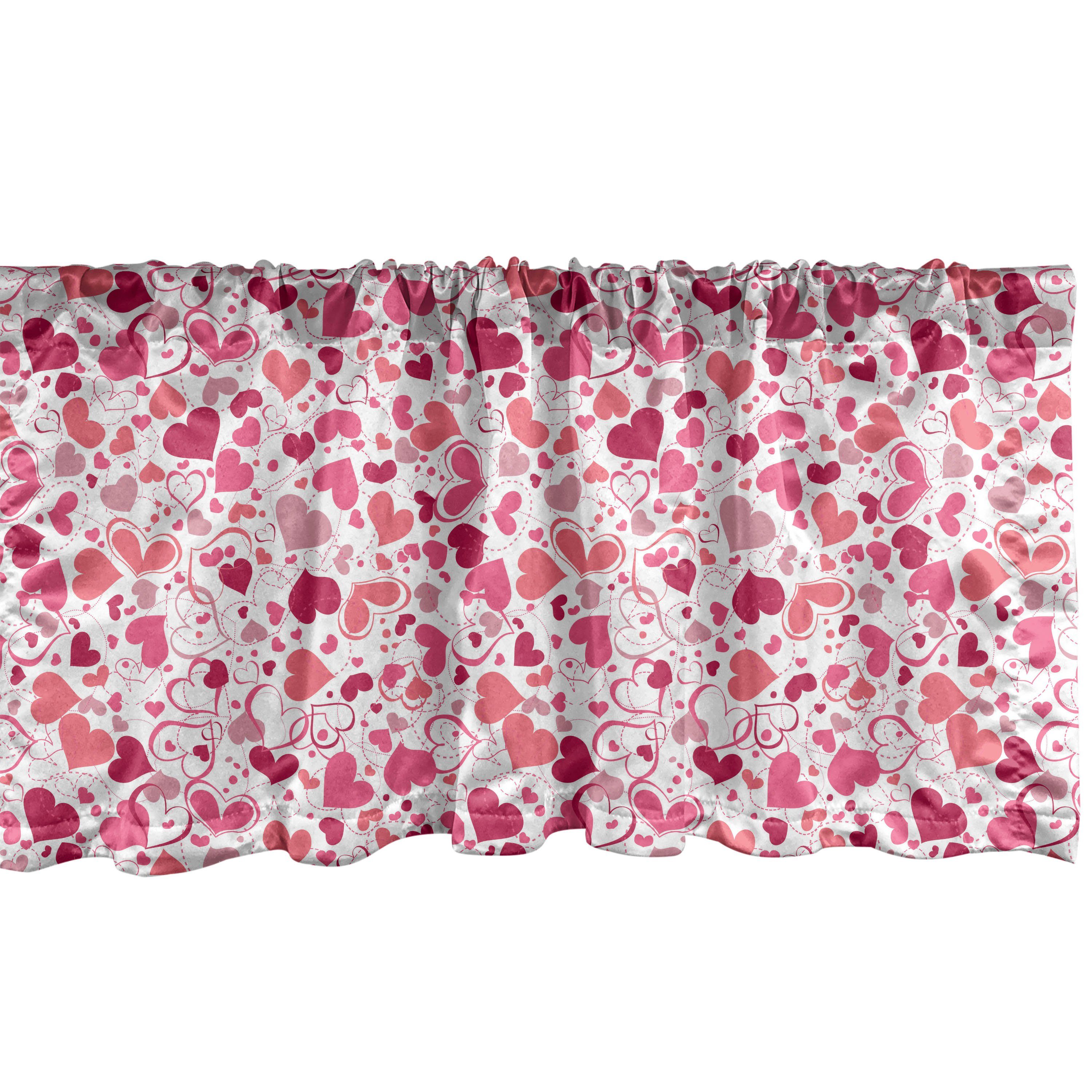 Scheibengardine Vorhang Volant für Schlafzimmer Soft-Herzen Dekor Abakuhaus, mit Microfaser, Curls Liebe Pinkish Stangentasche, Küche
