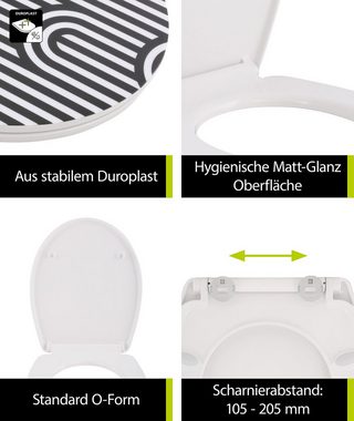 aquaSu WC-Sitz Textur, Motiv Streifen, Duroplast, Absenkautomatik, Montage von oben, 407472