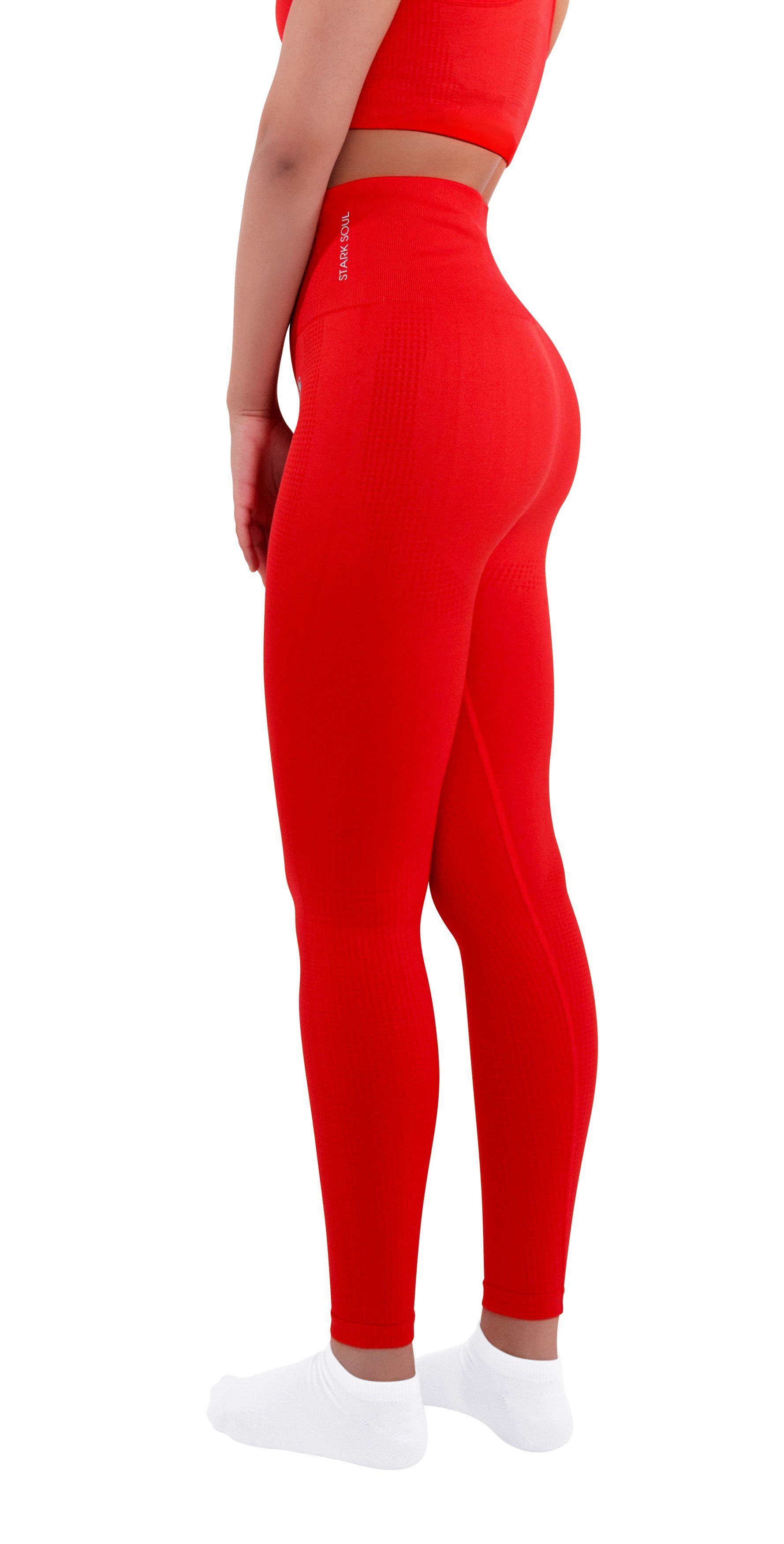 Stark Soul® Highwaist Leggings hohem Bund Rot breitem Sport mit Leggings "reflect"