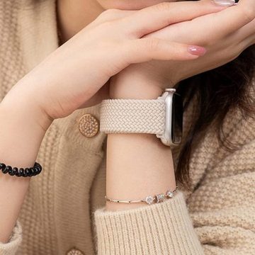 SmartUP Smartwatch-Armband Geflochtenes Solo Loop Armband für Apple Watch 1-9 / Ultra, Uhrenarmband mit verstellbaren Magnetverschluss