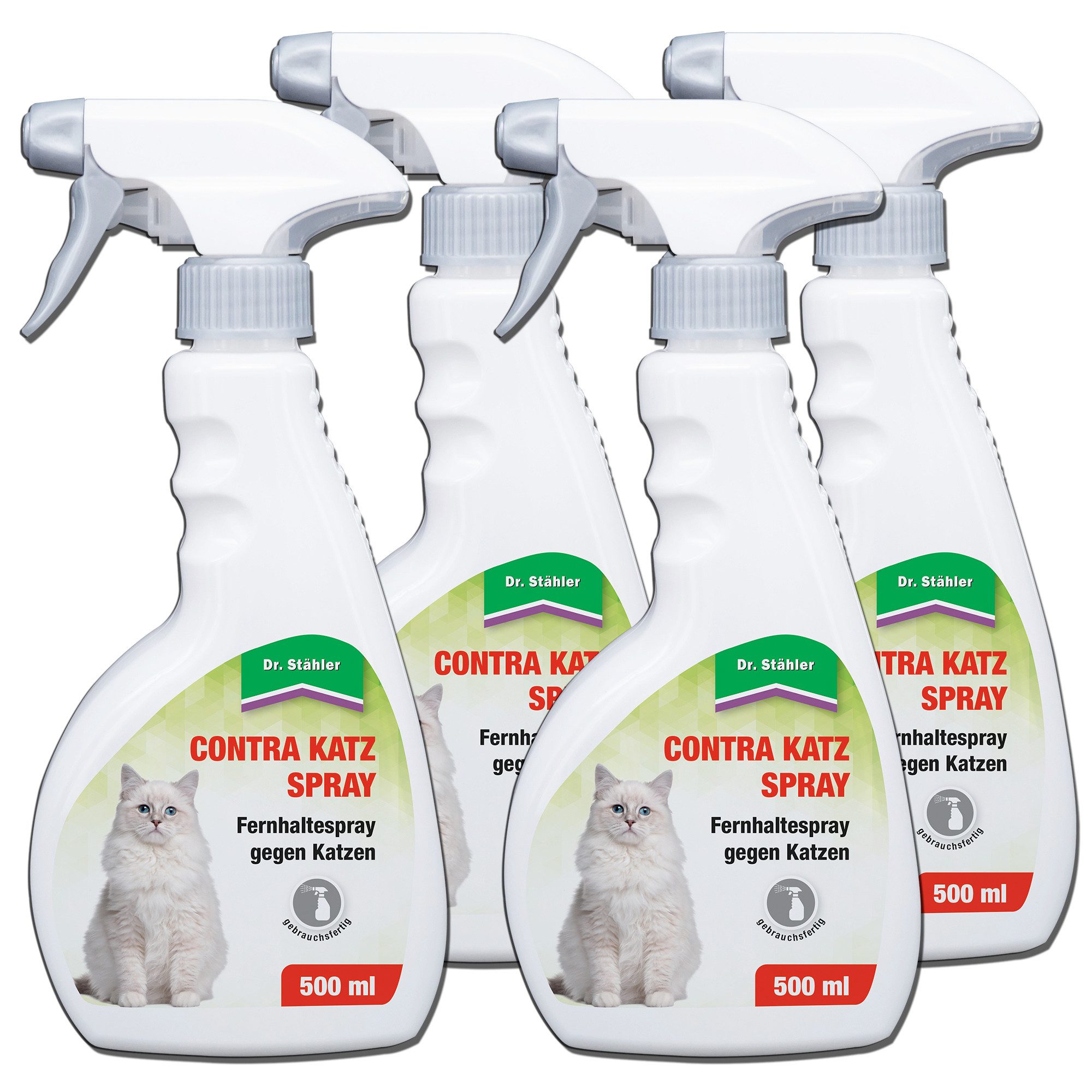 Silberkraft Vergrämungsmittel Contra Katzen-Fernhaltespray: Zuverlässiger Katzenschutz, 2000 ml, 4 x 500 ml Katzen-Fernhaltespray Contra Katz Schutz für Haus & Garten, Contra Katz Spray – Fernhaltespray für Garten, Wände & Beete