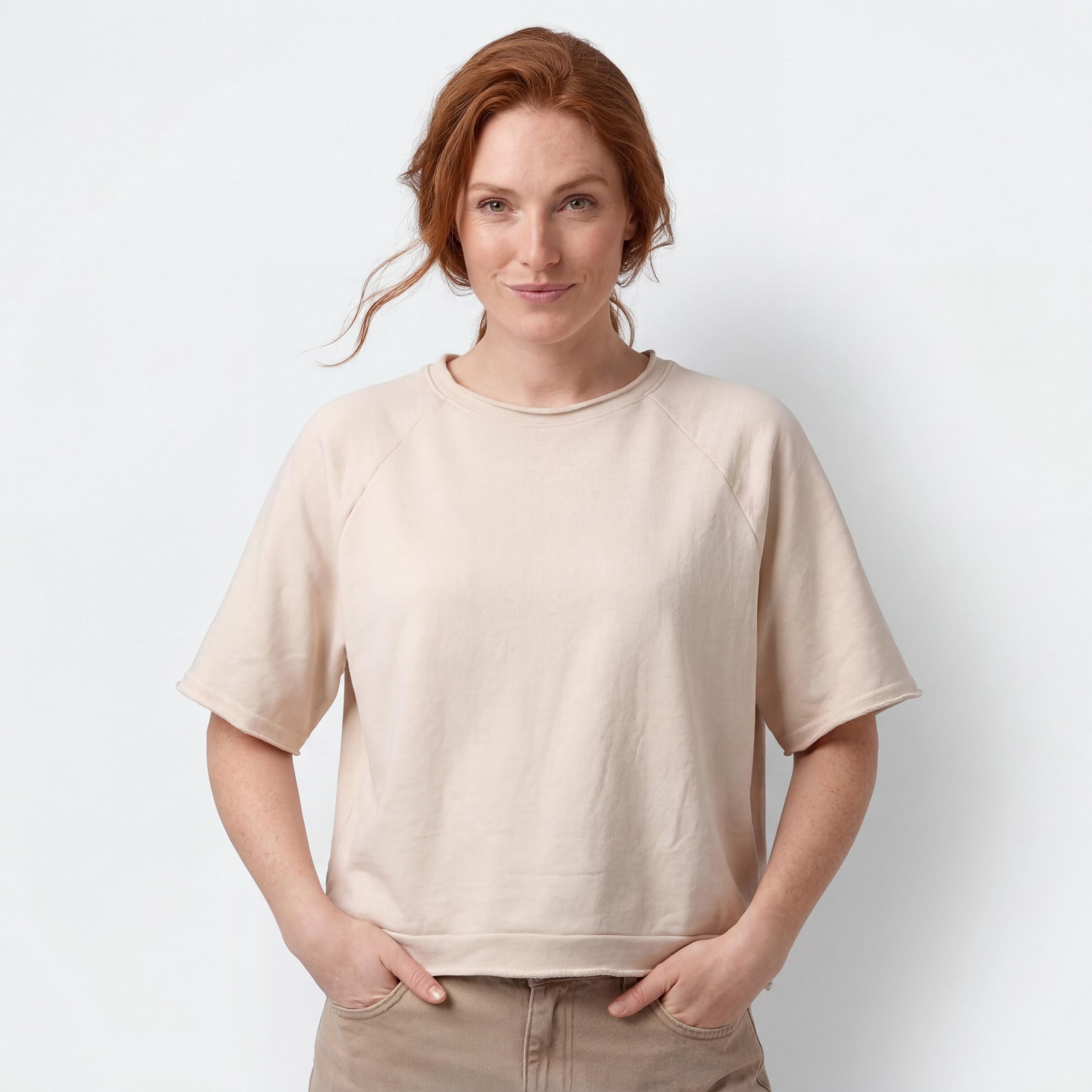 OriginalYou T-Shirt Damen Strand Sweatshirt Baumwoll Shirt Raglan Kurzarm Strand Sweater aus 100% Baumwolle, One Size 36-40 (oversize/klassisch)