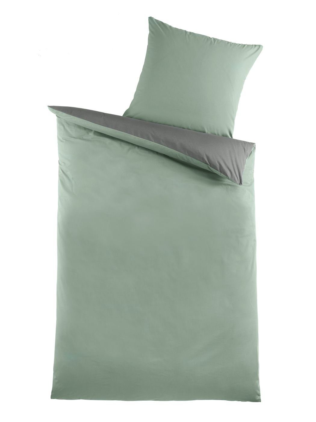 Optidream Bettwäsche Set Renforcé 135x200 Baumwolle salbei-grau grau, Renforcé, 2 teilig, Sommer Geschenke Idee Frauen Männer weich sale Reißverschluss Partner