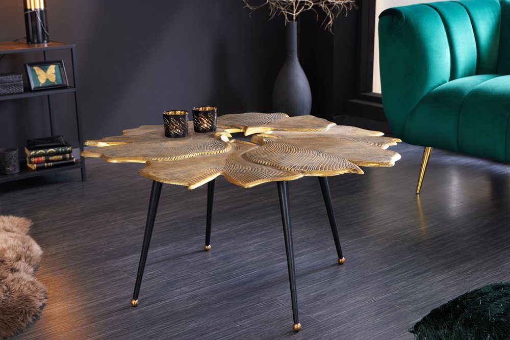 riess-ambiente Couchtisch GINKGO 95cm gold / schwarz (Einzelartikel, 1-St), Wohnzimmer · Metall · Handarbeit · Unikat · Urban Jungle