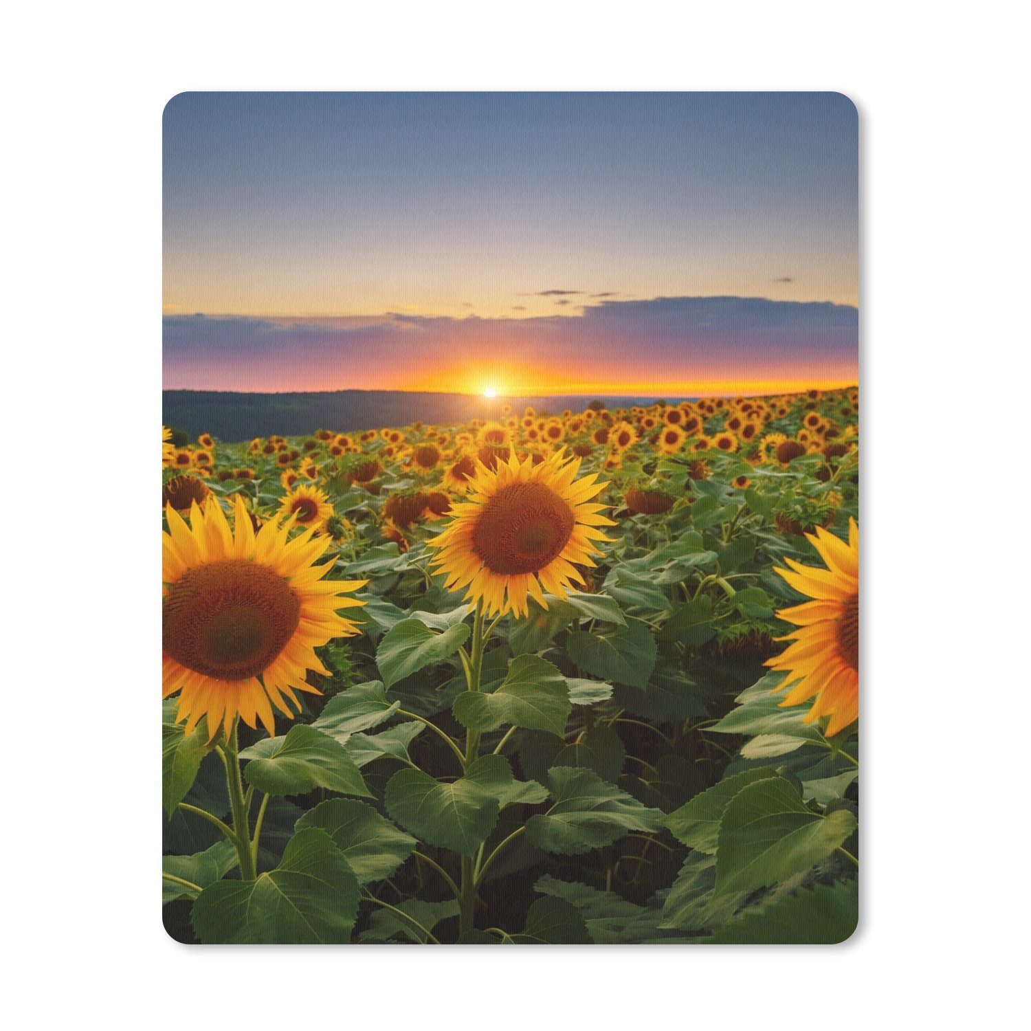 MuchoWow Mauspad Blumen - Nacht - Sonnenuntergang - Sonnenblume - Horizont Pad (1-St), Mousepad Computer Mousepads - Maus Mat - Pad - Mausunterlage