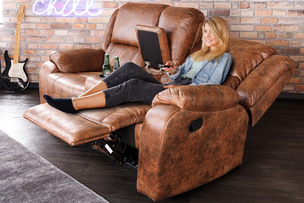 riess-ambiente TV-Sessel HOLLYWOOD antik braun (Einzelartikel, 1-St), Wohnzimmer · Getränkehalter · Federkern · Kinositz · 2-Sitzer · Modern