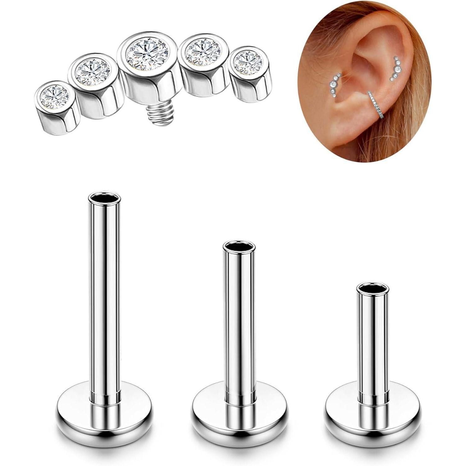 Adramata Piercing-Set Adramata G23 Titan Helix Tragus Piercing Set Silber G günstig online kaufen