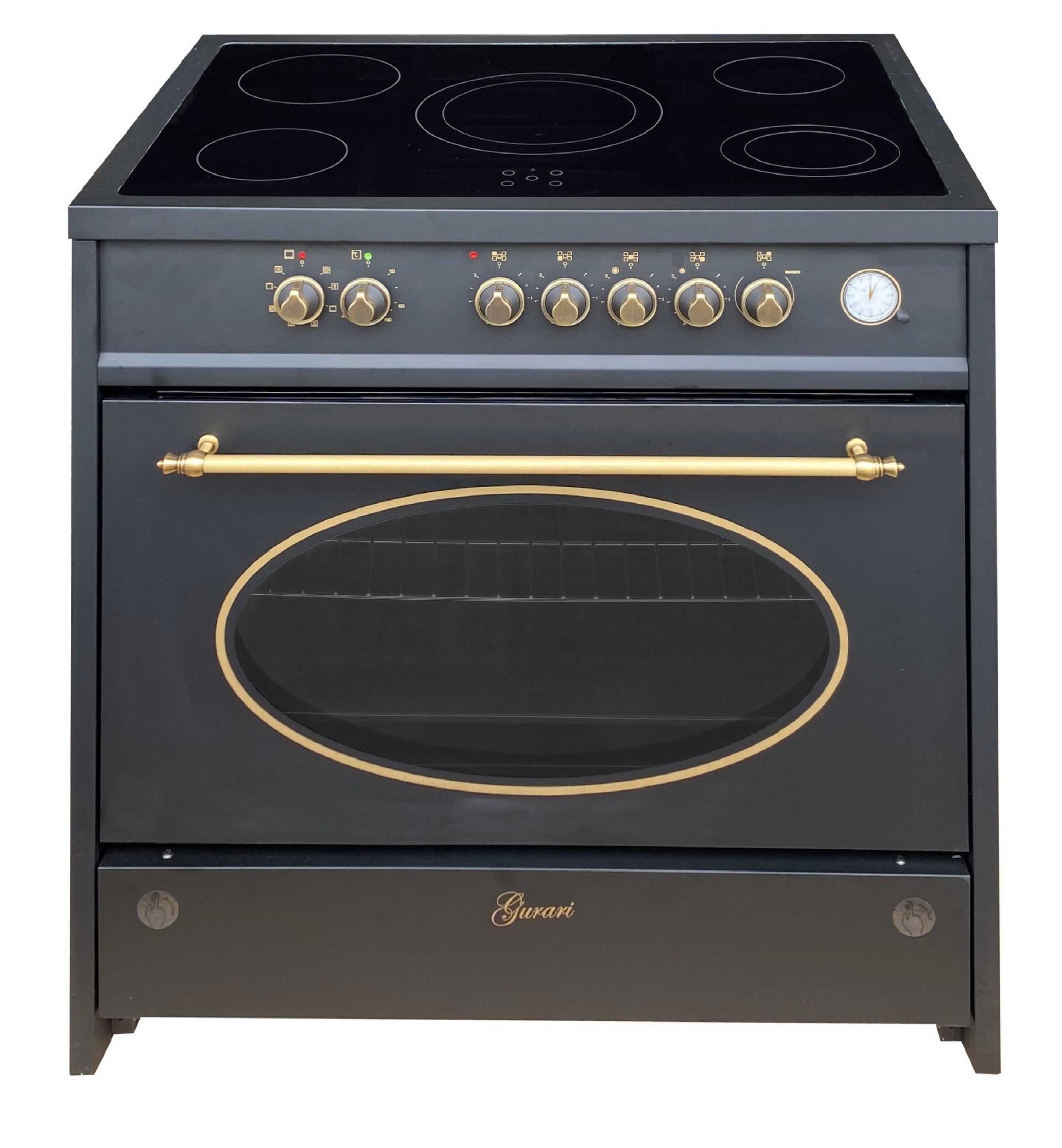 GURARI Elektro-Standherd GCH E 912 BL r, mit 1-fach-Teleskopauszug, Retro Elektro Standherd 90 cm/ Retro Range Coocker / 121L