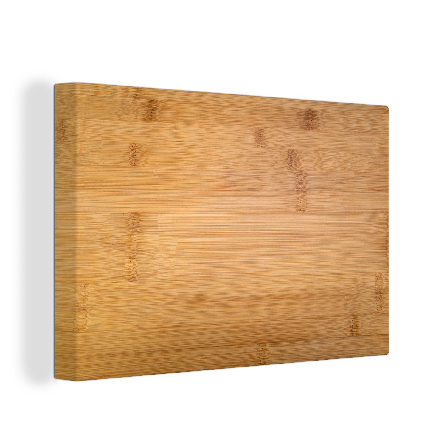 OneMillionCanvasses® Leinwandbild Die Holzstruktur eines Küchenschneidebretts, (1 St), Wandbild Leinwandbilder, Aufhängefertig, Wanddeko, 30x20 cm
