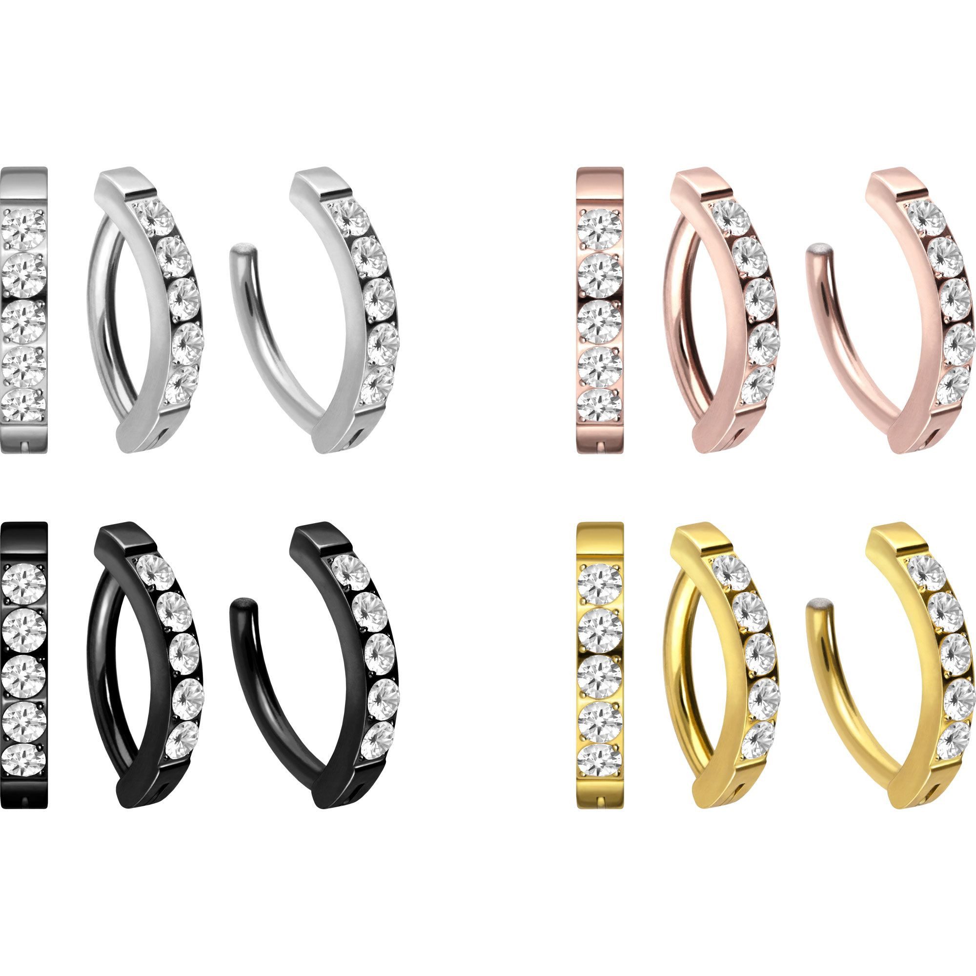 PIERCINGLINE Bauchnabelpiercing Titan Bauchnabelclicker BOGEN + 5 EINGEFASS günstig online kaufen