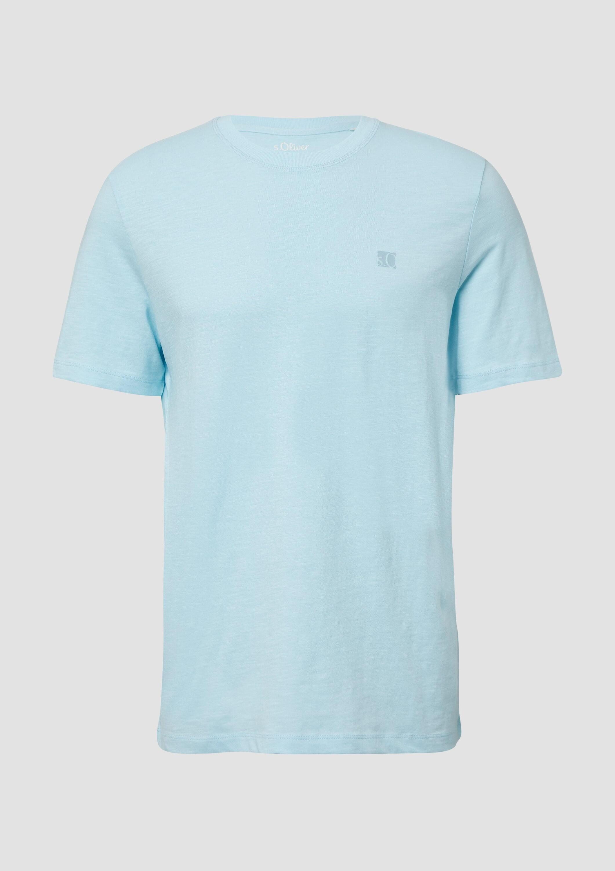 s.Oliver Kurzarmshirt T-Shirt T-Shirt mit Flammgarnstruktur und Logo-Print