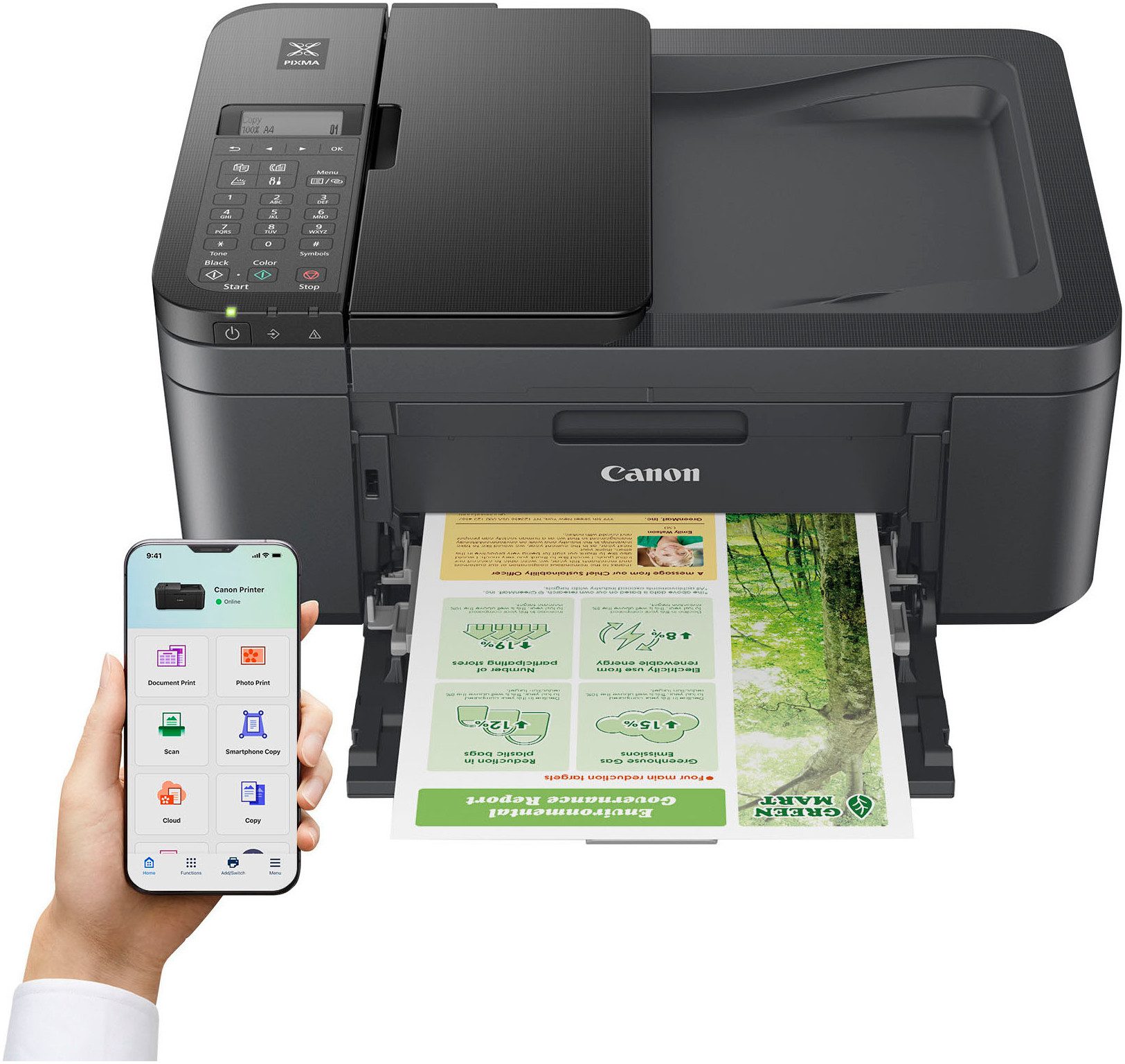 Canon PIXMA TR4755i Multifunktionsdrucker, (WLAN (Wi-Fi), Wi-Fi Direct, 4in1 Tintenstrahl-Multifunktionsgerät mit ADF, grau/schwarz)
