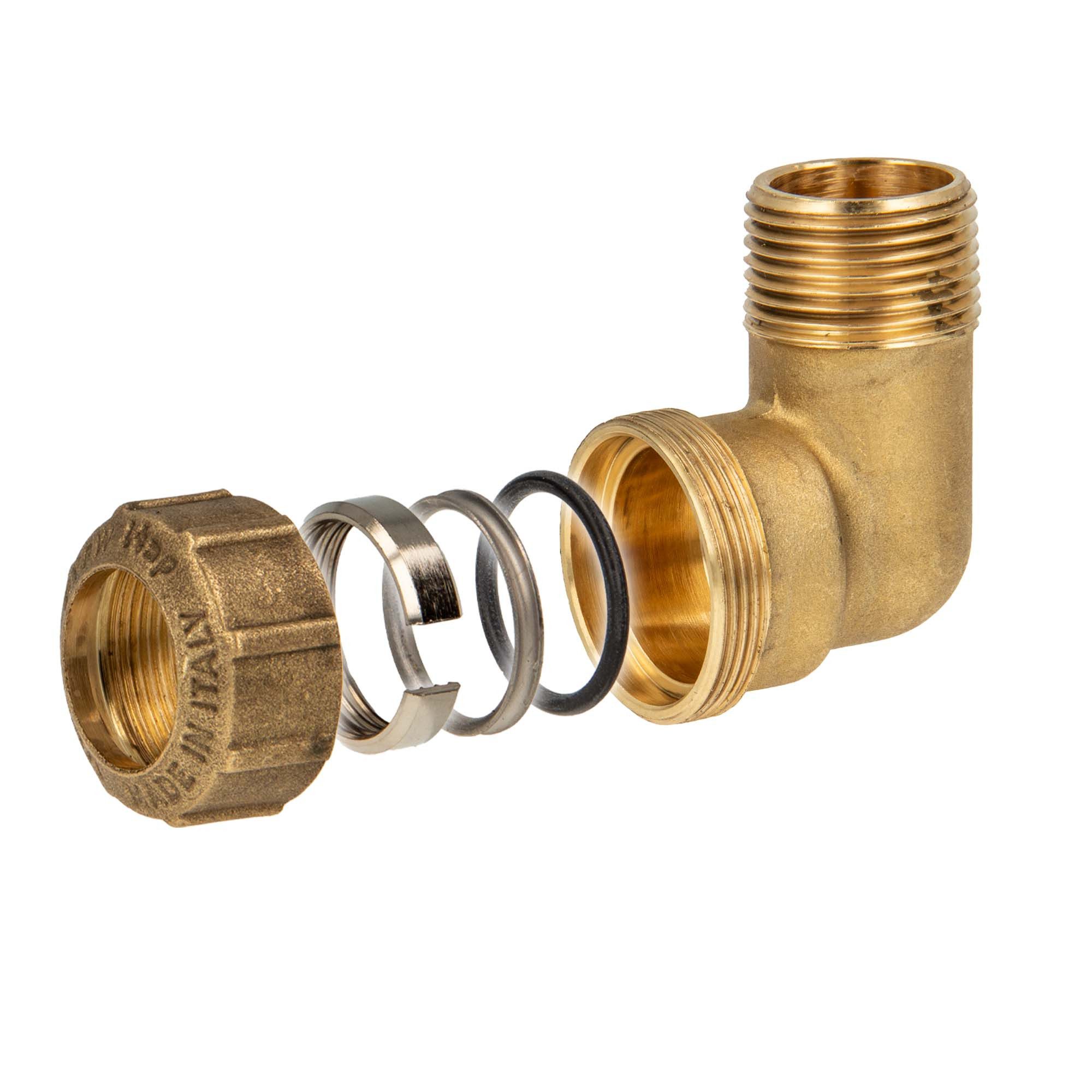 ITAP s.p.a. Steckfitting VX Messing-Klemmverbinder 90° Winkel mit AG - DVGW zugelassen, Ø 20 mm x 1/2 AG