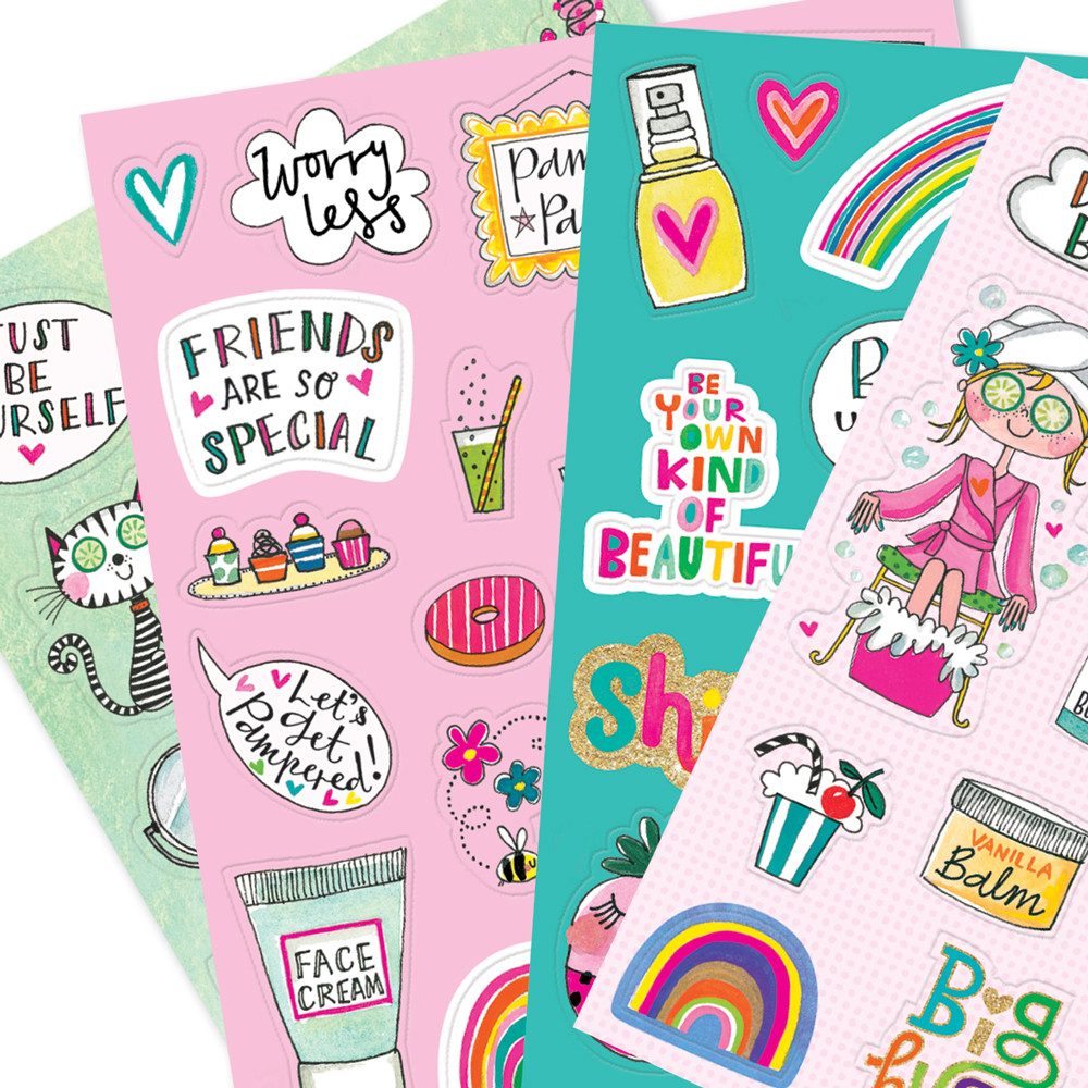 Partystrolche Sticker Kinder-Sticker-Set Rachel Ellen - 4 Bögen mit 80 Stickern, (Set mit 4 Bögen), Illustrationen von Rachel Ellen