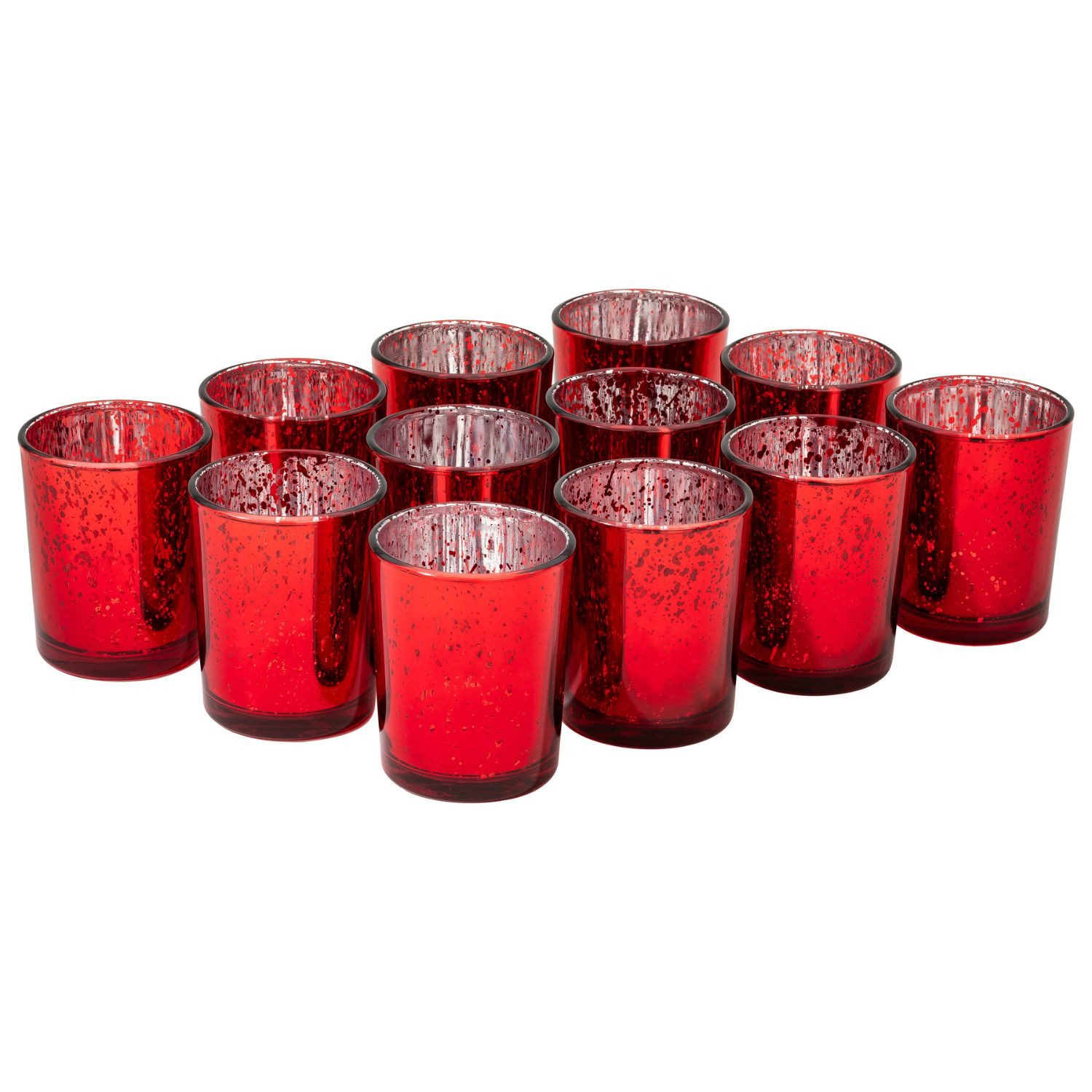 Kamelio Teelichthalter 12er Set Teelichtgläser rot Windlicht Tischdeko Weihnachten (12 St., 12)