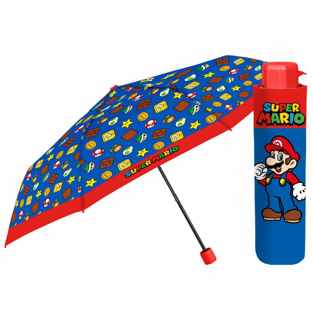 Perletti Taschenregenschirm SUPER MARIO BROS MANUELL FALTBARER REGENSCHIRM 50CM