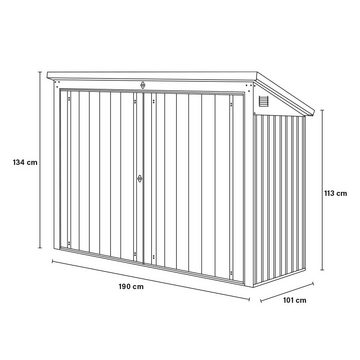 HOME DELUXE Mülltonnenbox BASURA L - 1x 240L + 2x 120L (1,5 m², Komplett-Set), abschließbare Türen, Gartenbox, Mülltonnenverkleidung