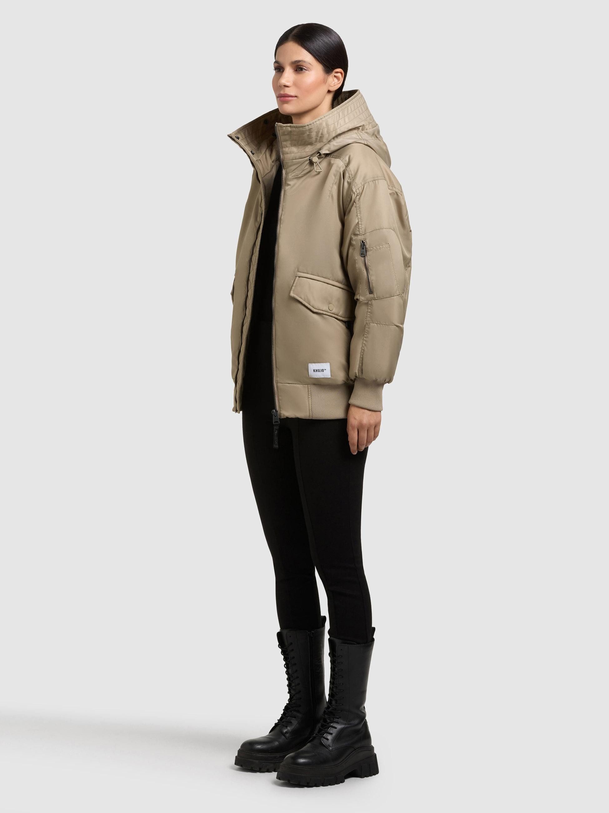 khujo Bomberjacke Cela Oversize Winterjacke mit abnehmbarem Kunstpelz-Besatz