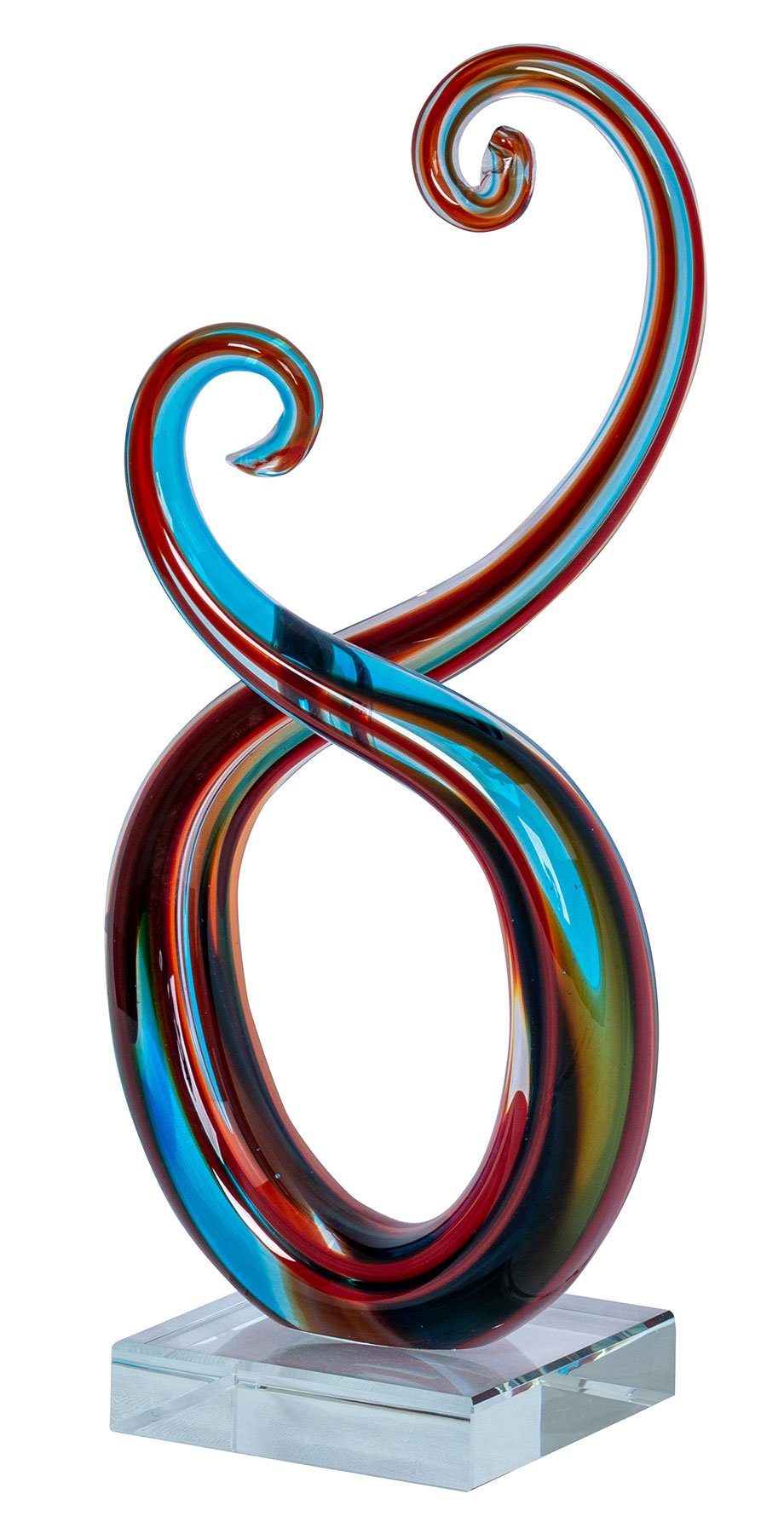 Levandeo® Skulptur, Skulptur H28cm Glas Glasdeko Blau Rot Deko Design Figur Unikat Variante 5