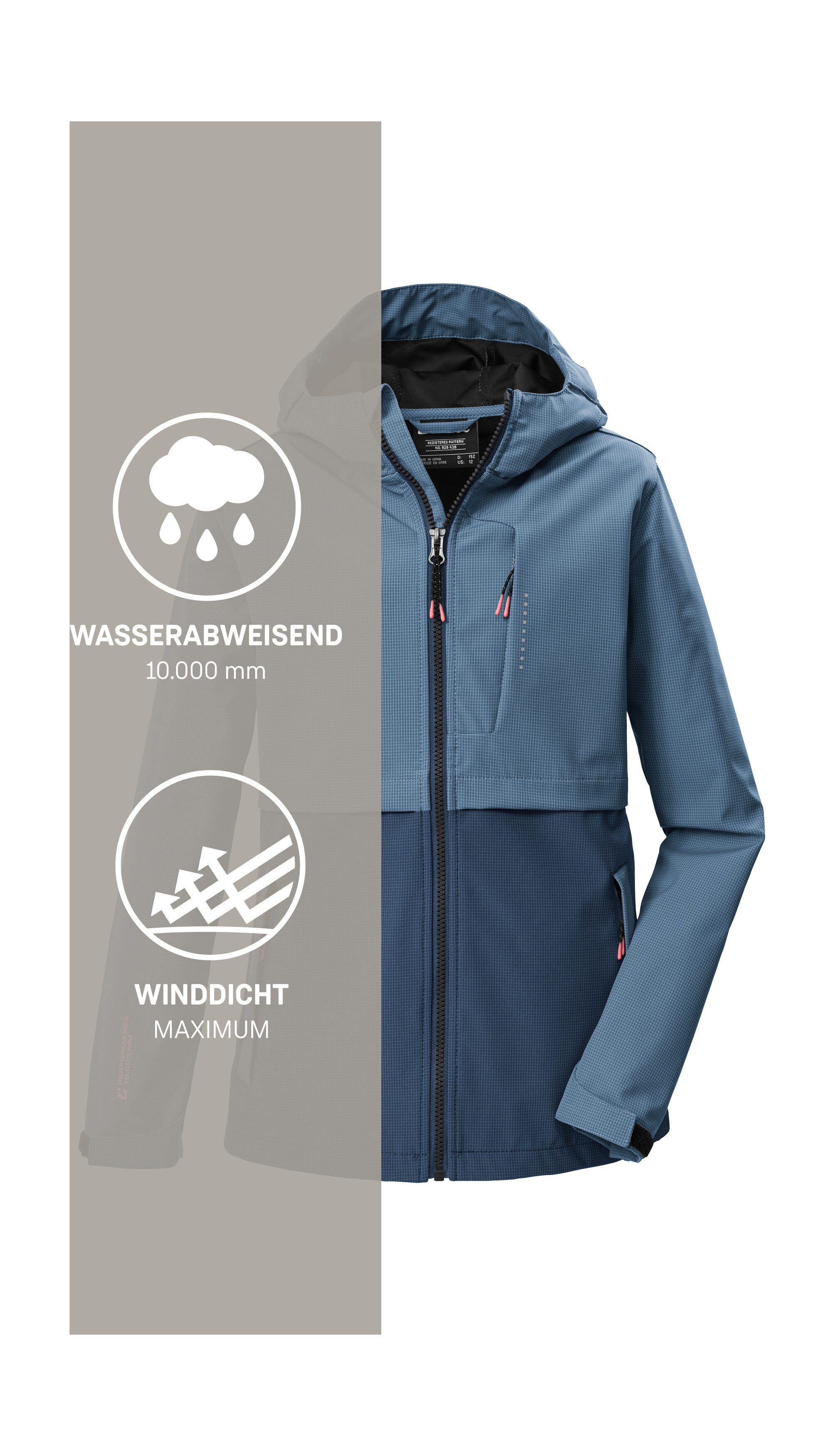 Killtec Softshelljacke KOS 153 GRLS SFTSHLL JCKT Winddichte, wasserabweisende Softshelljacke mit Kapuze