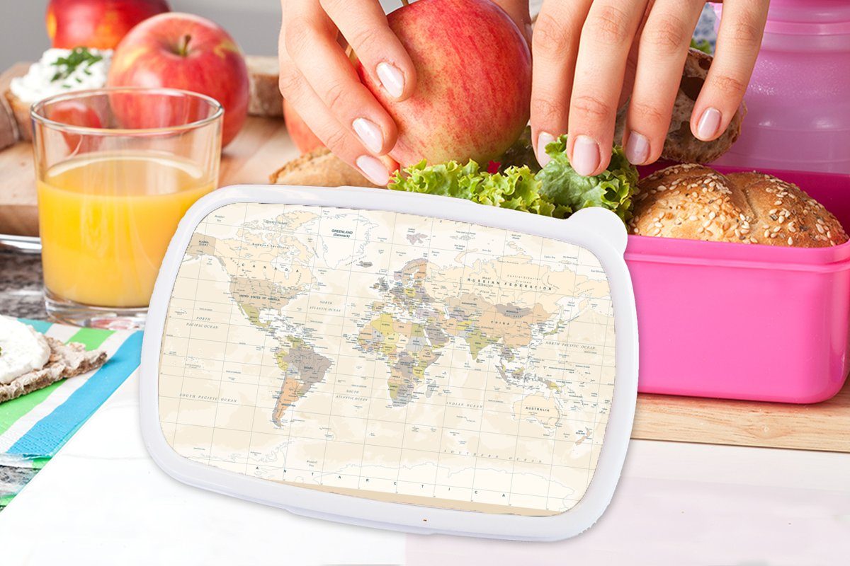 Erwachsene, Karte für Brotdose (2-tlg), - Retro, rosa Welt Lunchbox Brotbox Kunststoff Snackbox, Kinder, - Mädchen, MuchoWow Kunststoff,