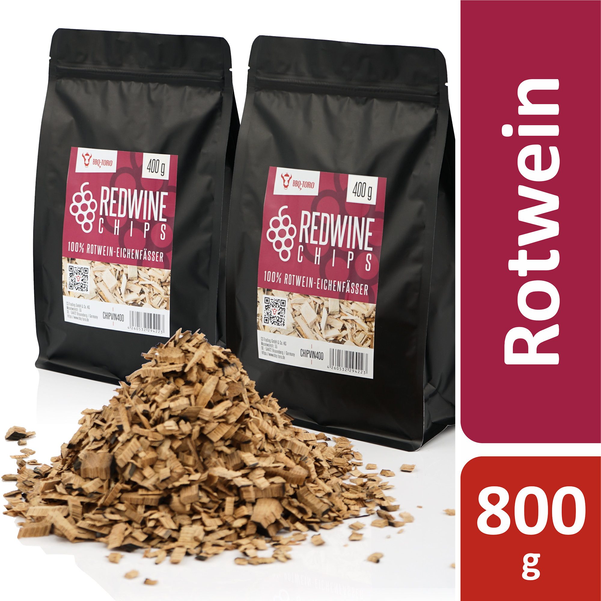 BBQ-Toro Räucherspäne Rotwein Räucherchips 800 g, Smokerchips für Gasgrill, Smoker, BBQ, 0.80 kg