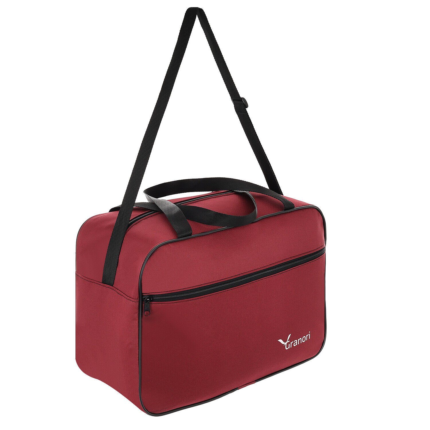 Granori Reisetasche 40x30x20 Aufsteckfunktion, 24 und cm geräumigem Flugzeug l Hauptfach Schultergurt Rot leichtes platzsparend, mit verstellbarem mit Handgepäck