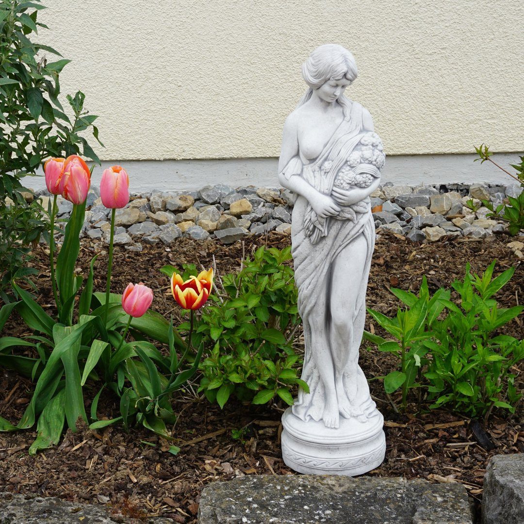 gartendekoparadies.de Gartenfigur Frauen-Figur mit Blumen, Steinfigur, H. 75 cm, 18 kg, Frostsicher