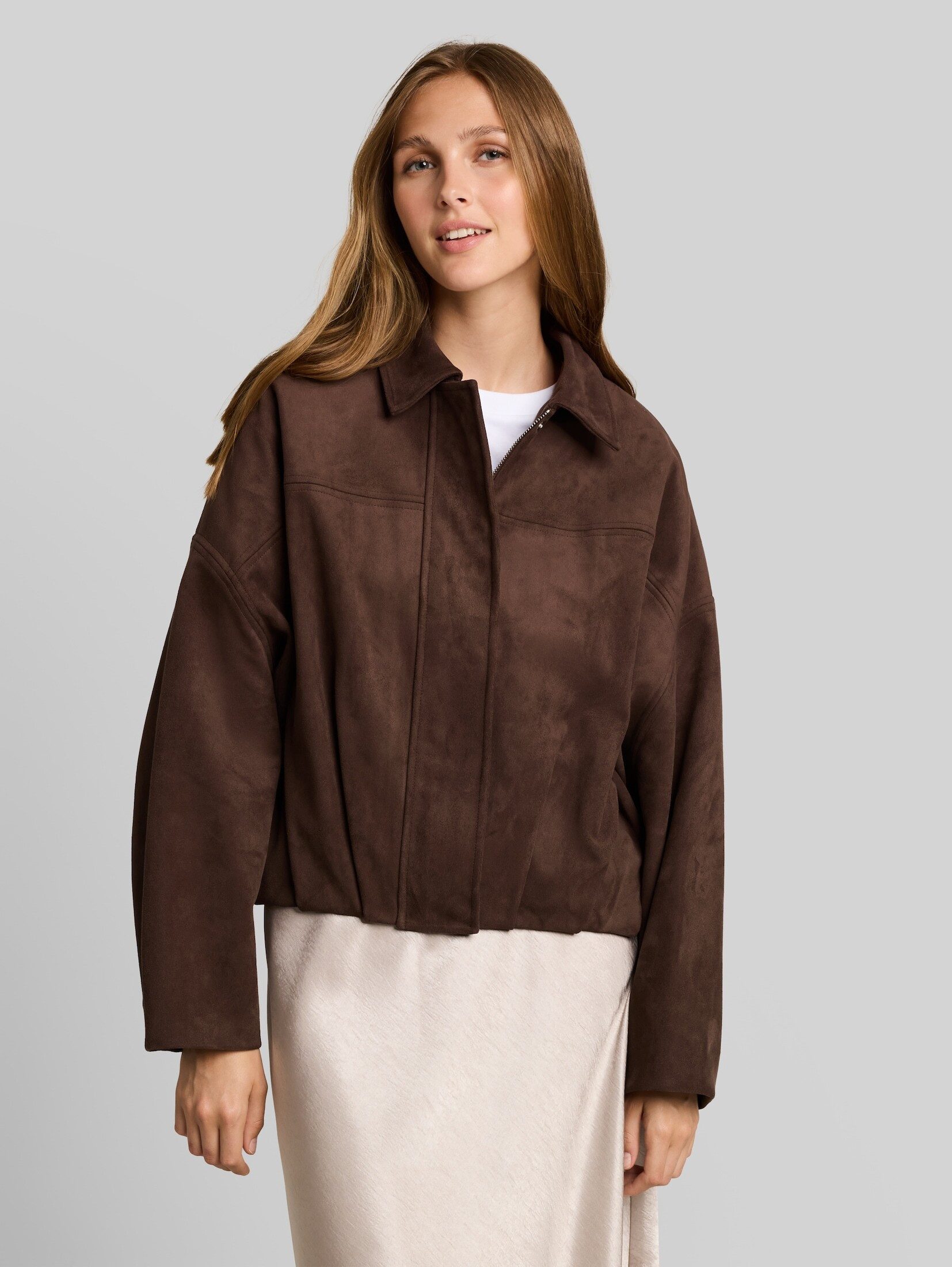 TOM TAILOR Denim Lederimitatjacke Jacken Loose Fit Jacke in Wildleder-Optik