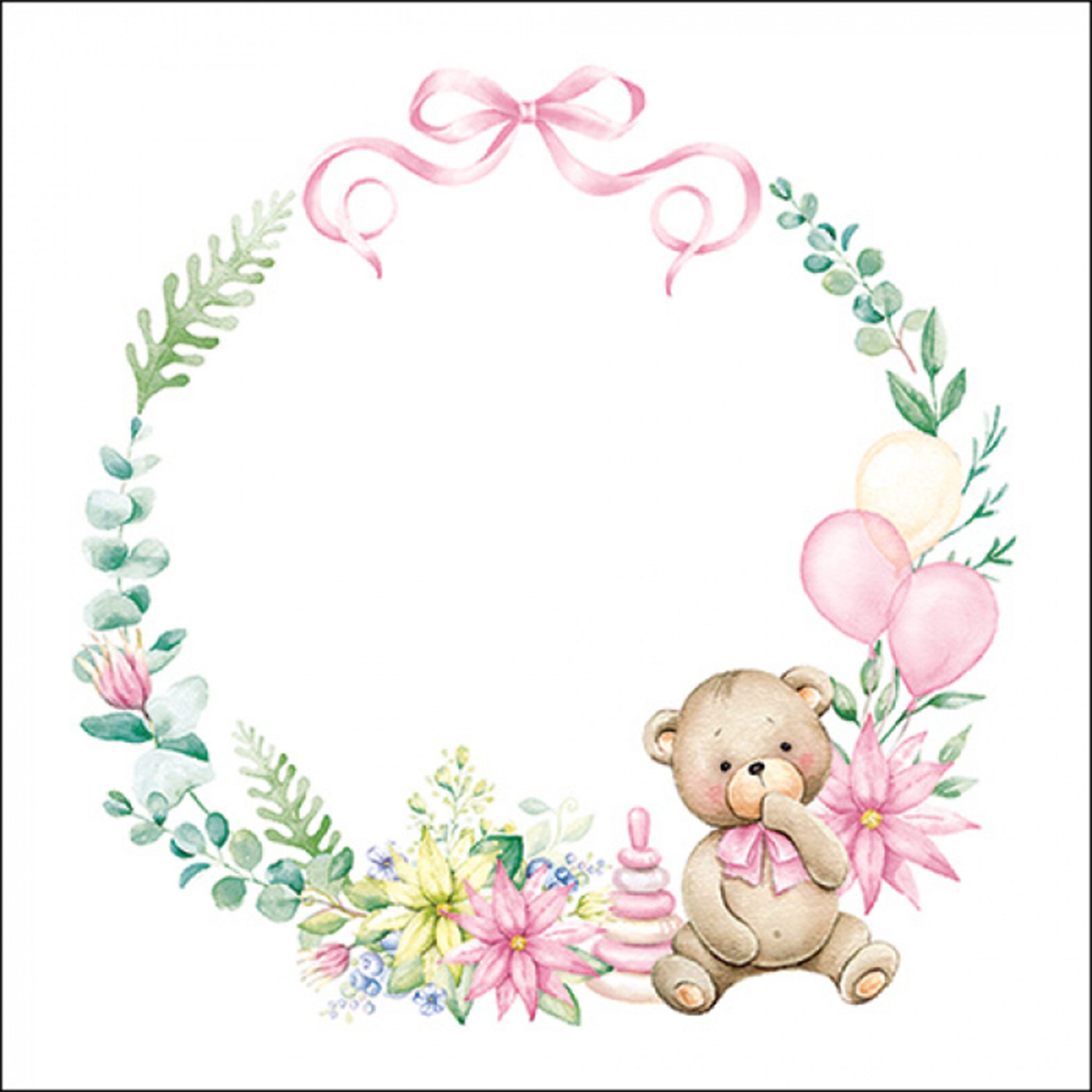 Ambiente Luxury Paper Products Papierserviette, Servietten Papier 33x33cm 3-lag. mit Baby & Teddybär Motiv 20 Stück