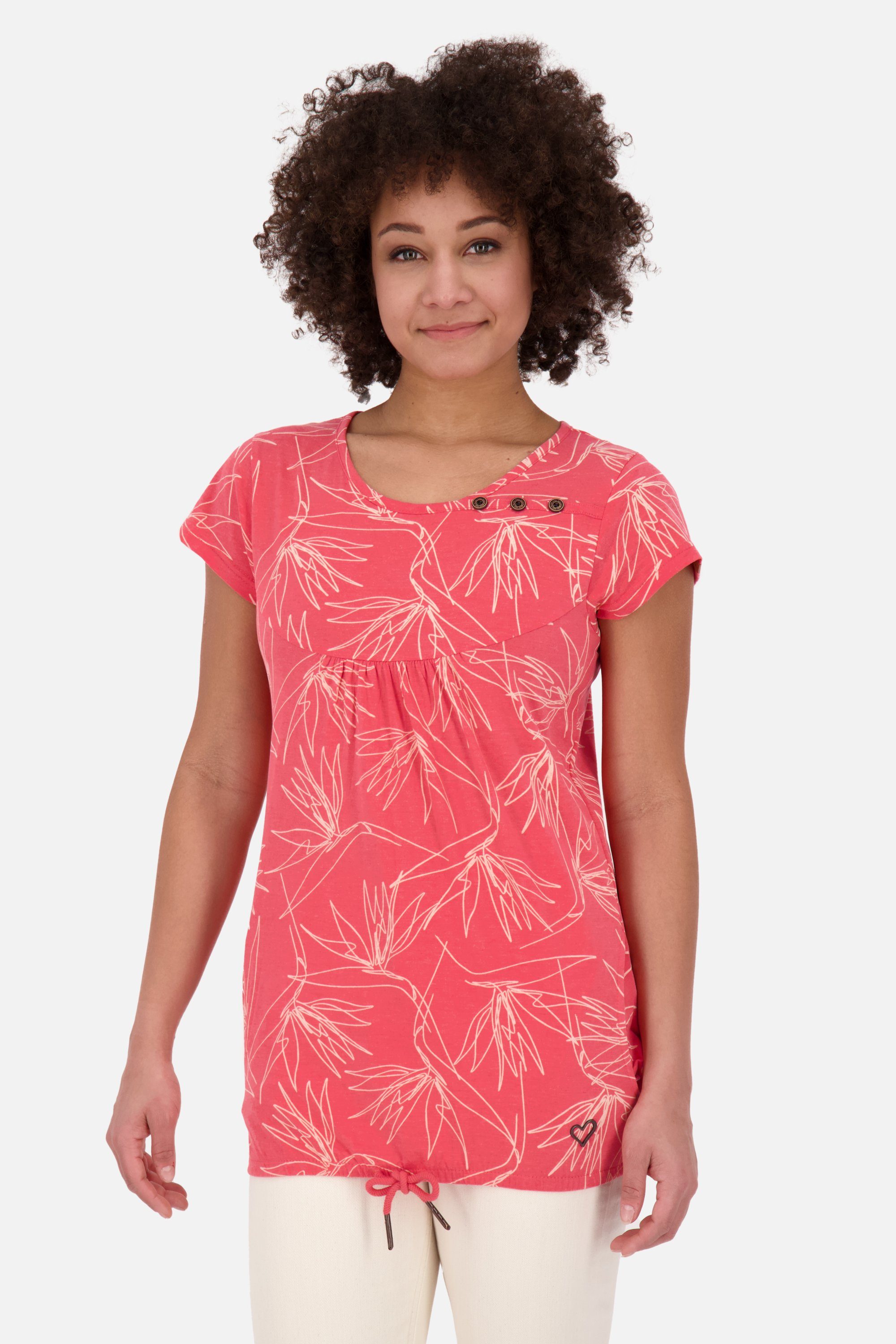 Alife & Kickin B Kurzarmshirt, Rundhalsshirt Damen Shirt coral melange SummerAK Shirt