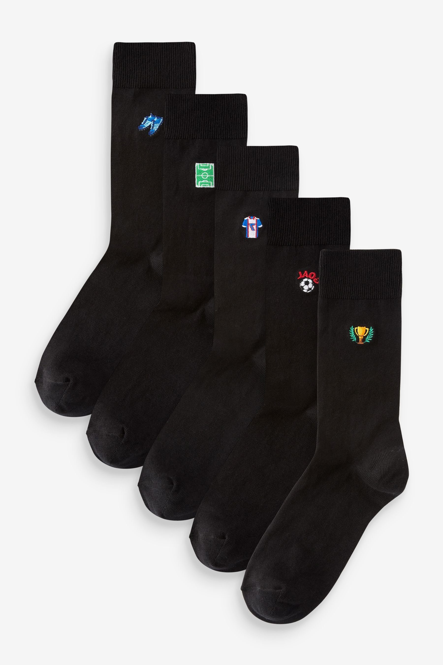 Next Kurzsocken 5er-Pack Socken mit Stickerei (5-Paar) Black Football