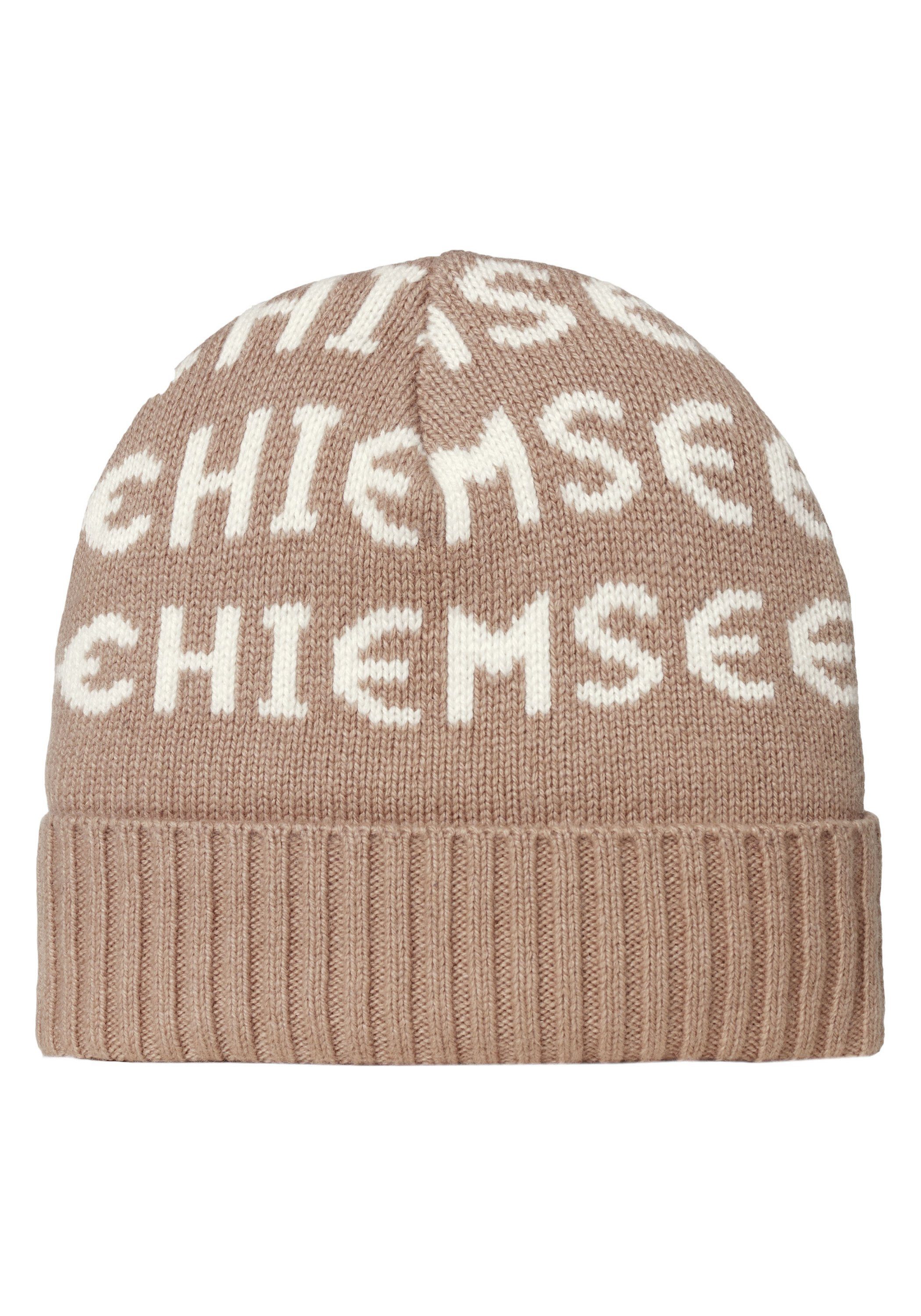 Logo-Muster Warm Chiemsee 1 Taupe Strickmütze Unisex-Strickmütze mit