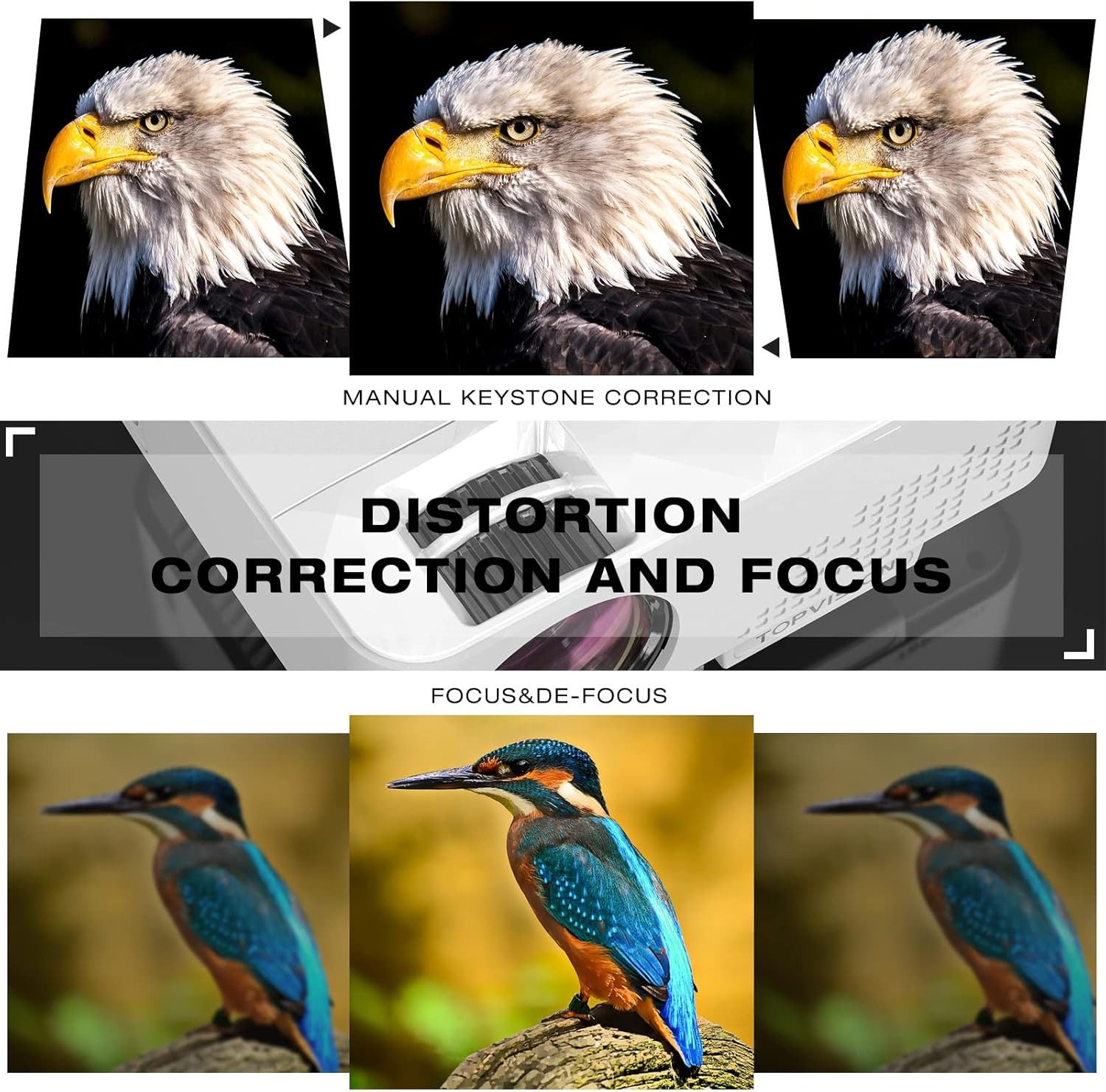 Vivitar 30000 Stunden LED Heimkino Beamer, 5W-Stereo-Sound, mit HDMI, USB, TF Mini-Beamer (9000 lm, 1000:1, Native 1080P Full HD px, kompatibel mit iOS/Android, Automatische Trapezkorrektur)