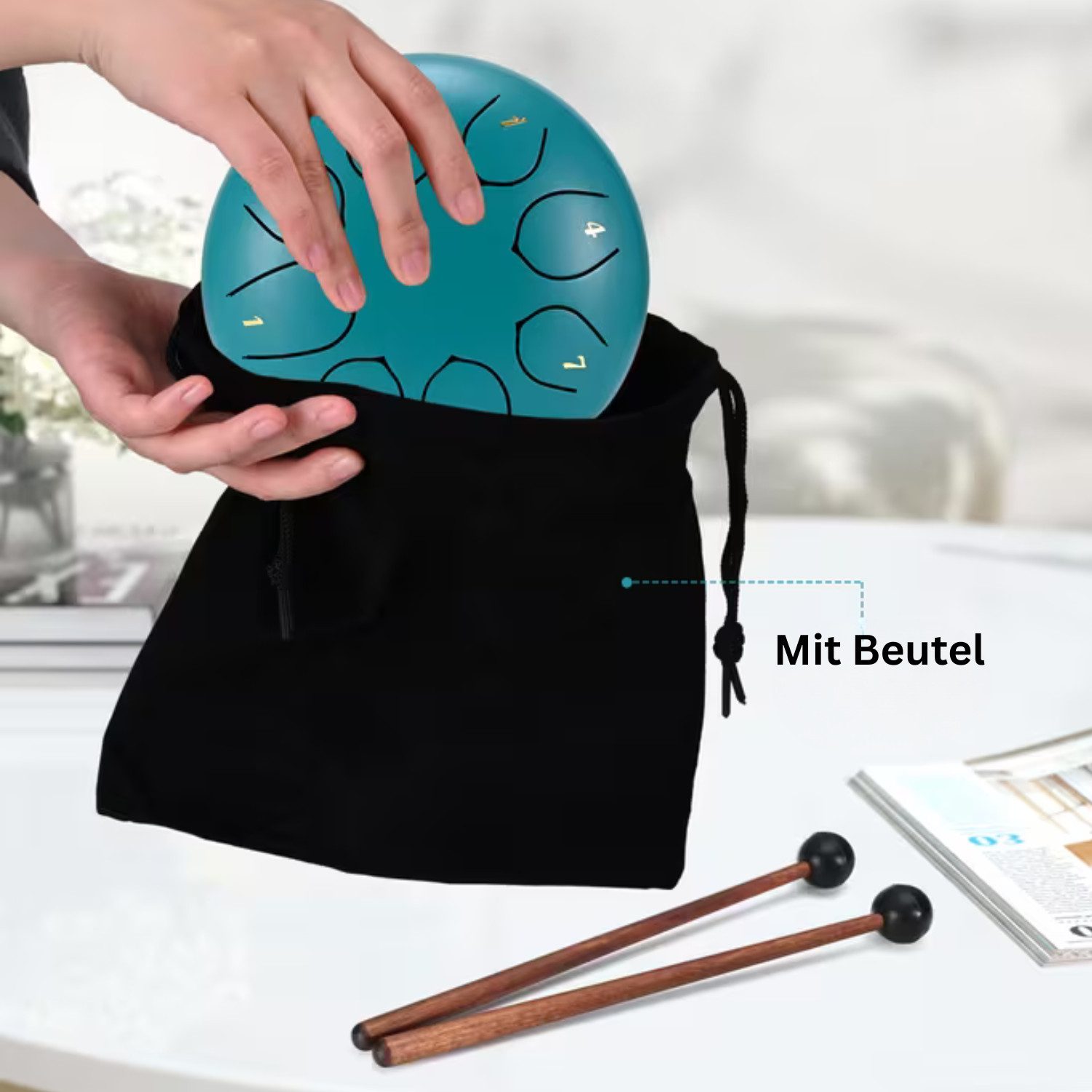 XCOAST Klangschalen Chakra Trommel – Zungentrommel für Meditation, Yoga & Energieharmonie,Klangtherapie instrument Chakra, Zungentrommel Chakren Heilung, 7 Chakra Klangsystem, Tiefe Entspannung