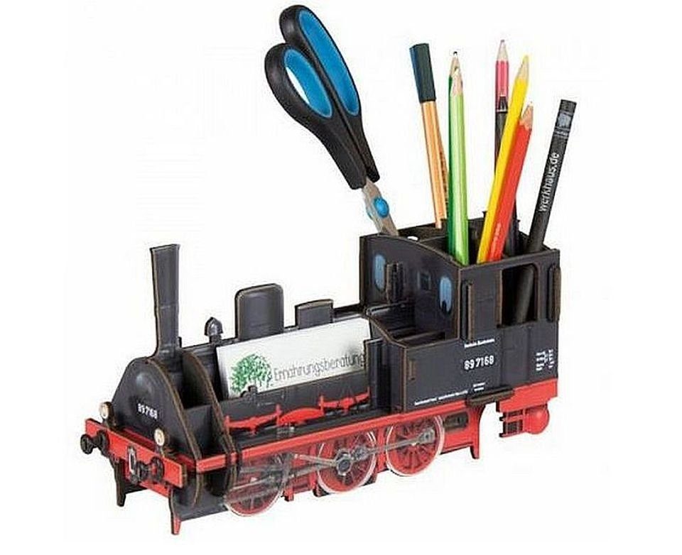 WERKHAUS® Aufbewahrungsbox Werkhaus - Stiftebox Dampflok T3 Stifte- Köcher Halter WE2100