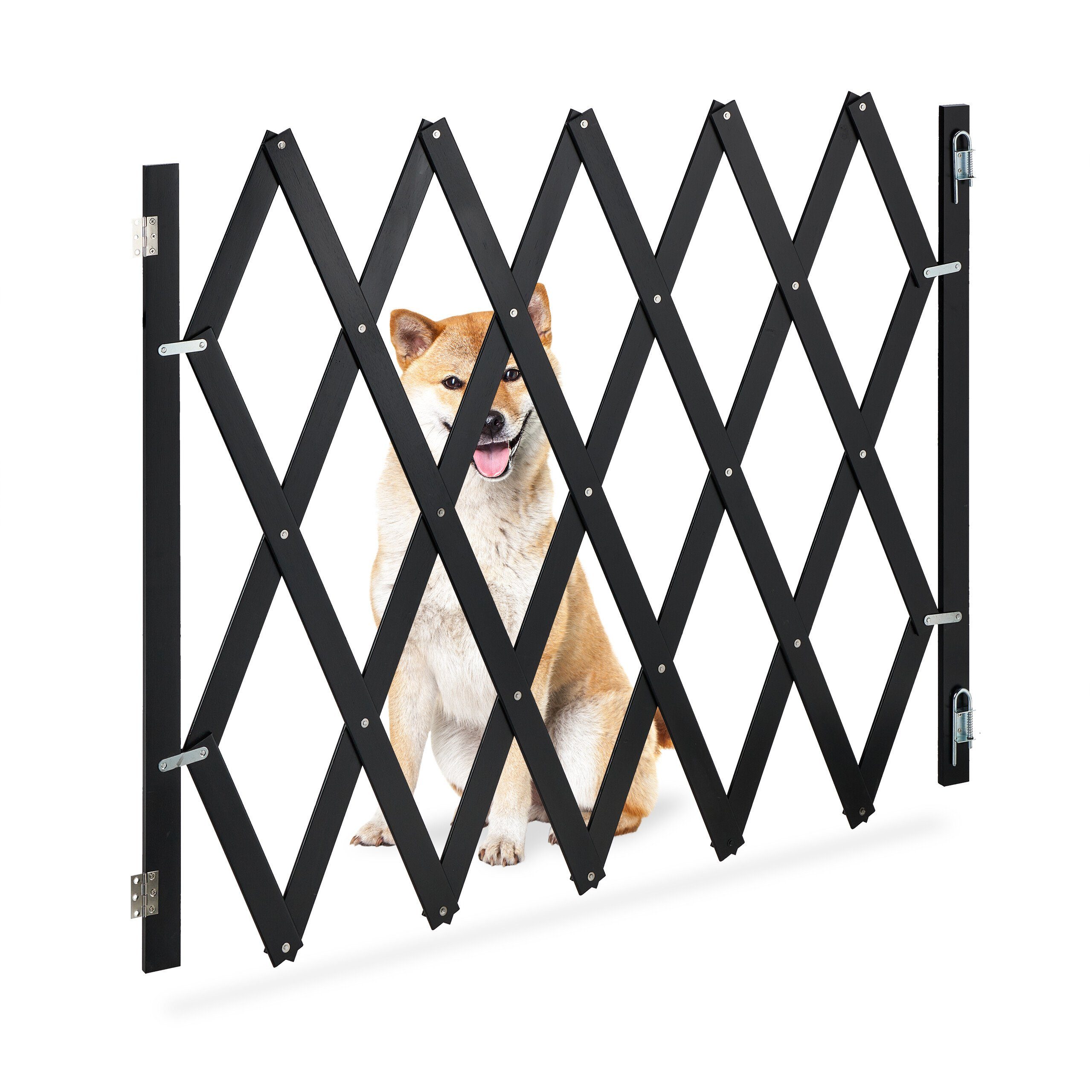 relaxdays Universalschutzgitter Ausziehbares Hundeabsperrgitter Schwarz (1 St)