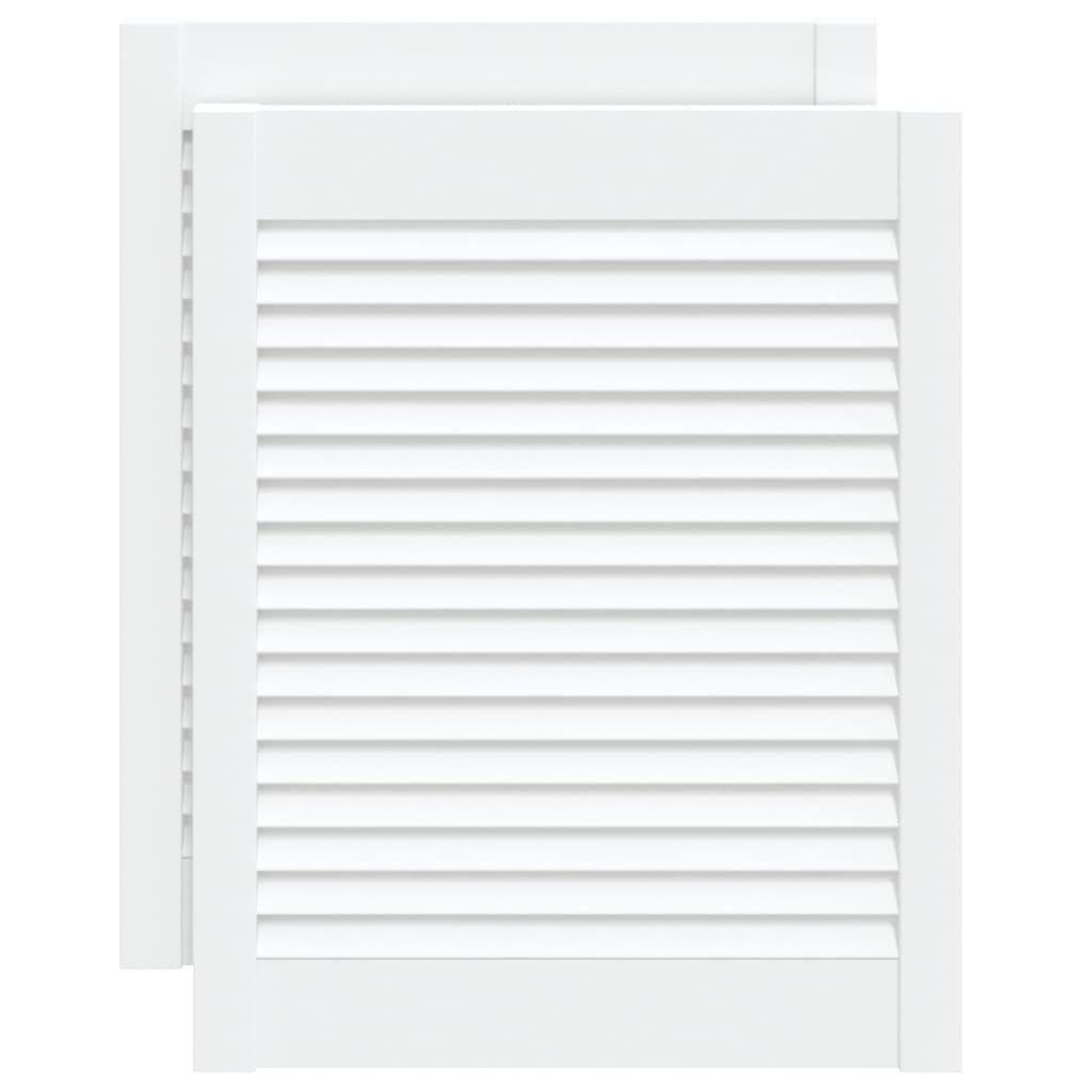 vidaXL Schranktür, Türen Lamellen-Design 2 Stk Weiß 61,5x49,4 cm Massivholz