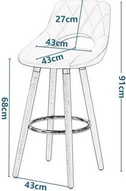 Woltu Barhocker (2 St), Barstuhl Tresenhocker mit Lehne und Fußstütze