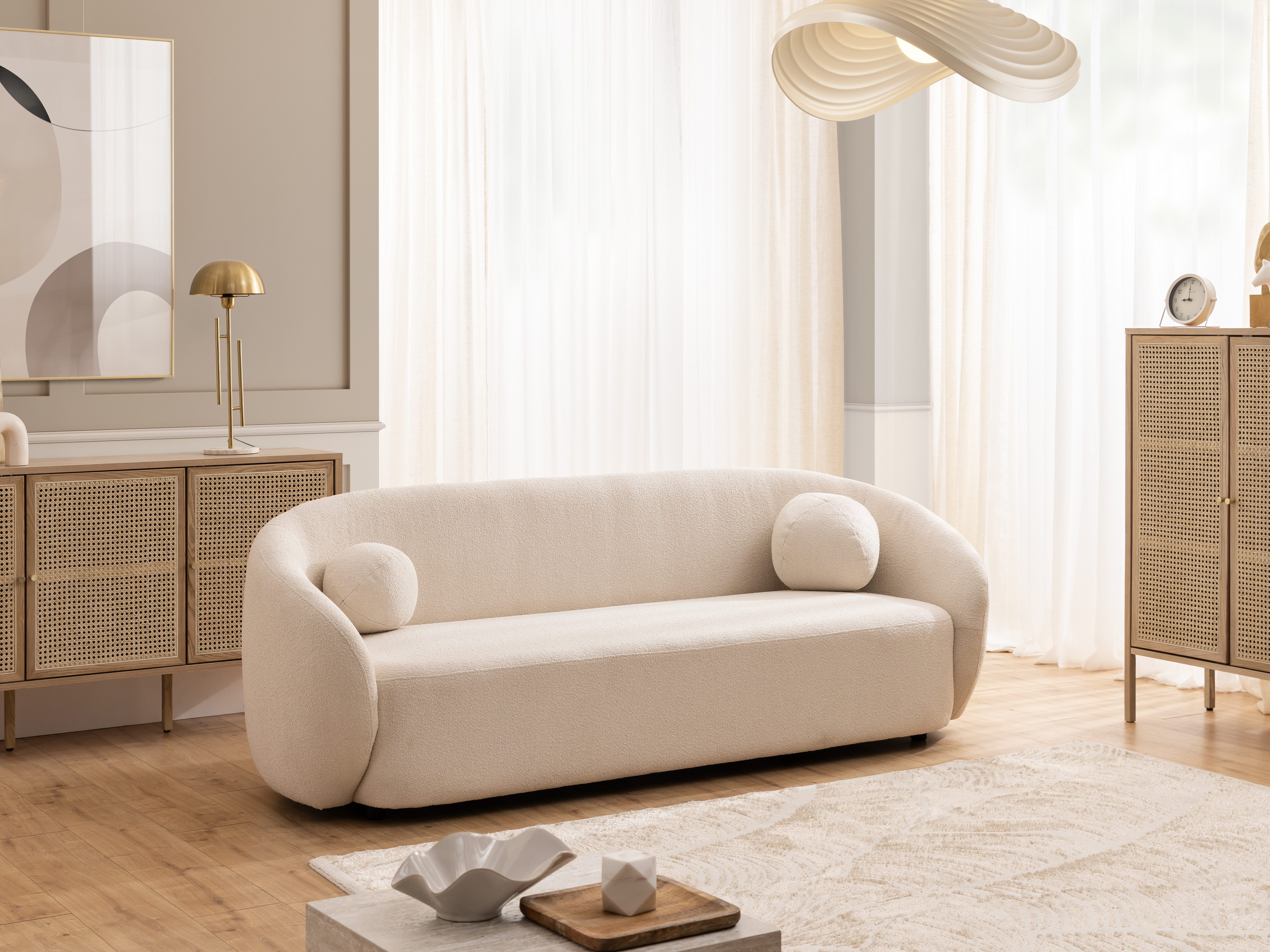 S-Style Möbel Polstergarnitur 3+2+1 Roundi, Bouclé, günstig online kaufen